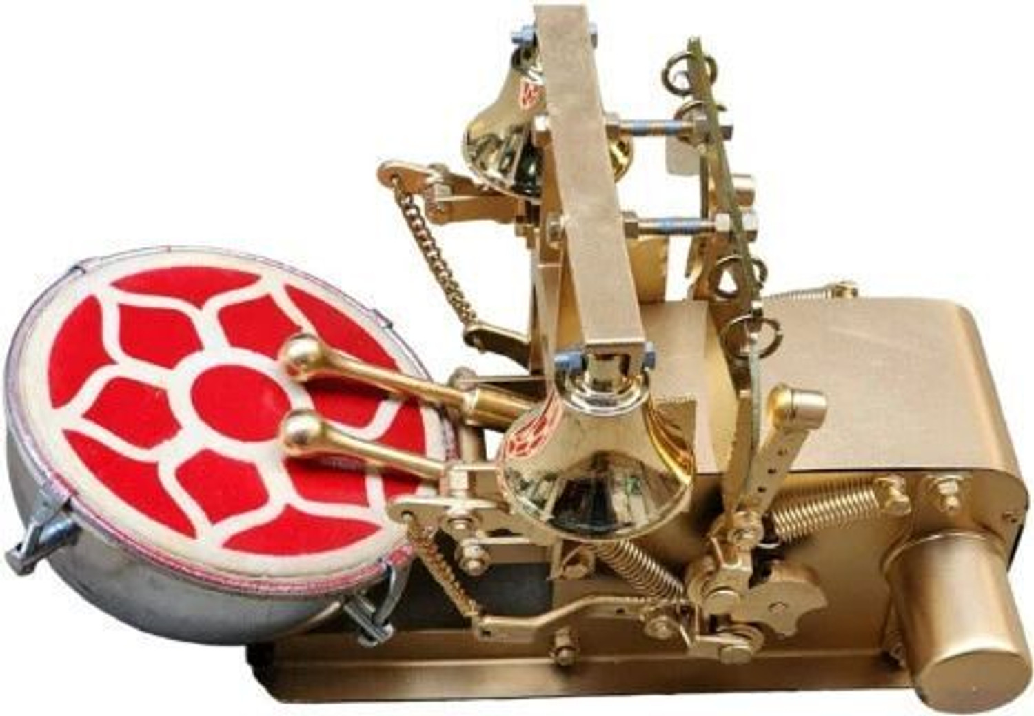 Image of Akshar Tabla Mart Automatic mini electric aarti machine For Home and Temples Nut & Bolts Dholak (Gold)