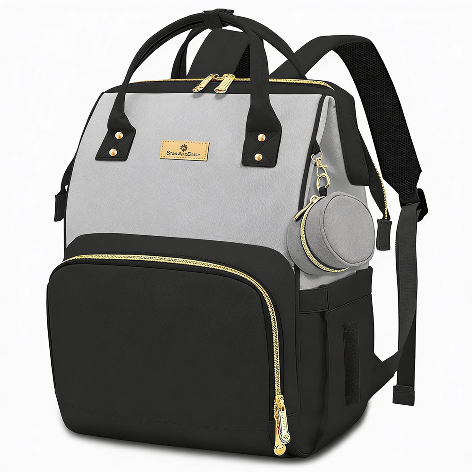 StarAndDaisy Premium Baby Diaper Bag Backpack (Grey & Black) - Image 1