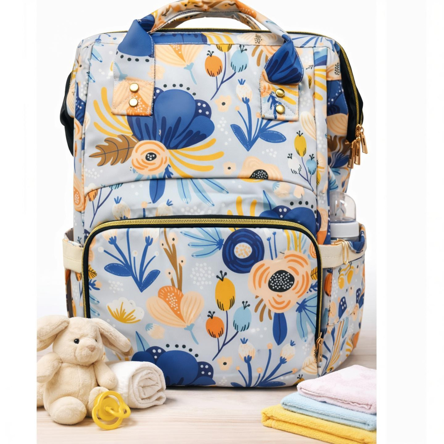Image of StarAndDaisy Premium Baby Diaper Bag Spacious, Waterproof Backpack with Multiple Pockets Mothers Maternity Bags for Travel Diaper Backpack (Blue , Yellow)