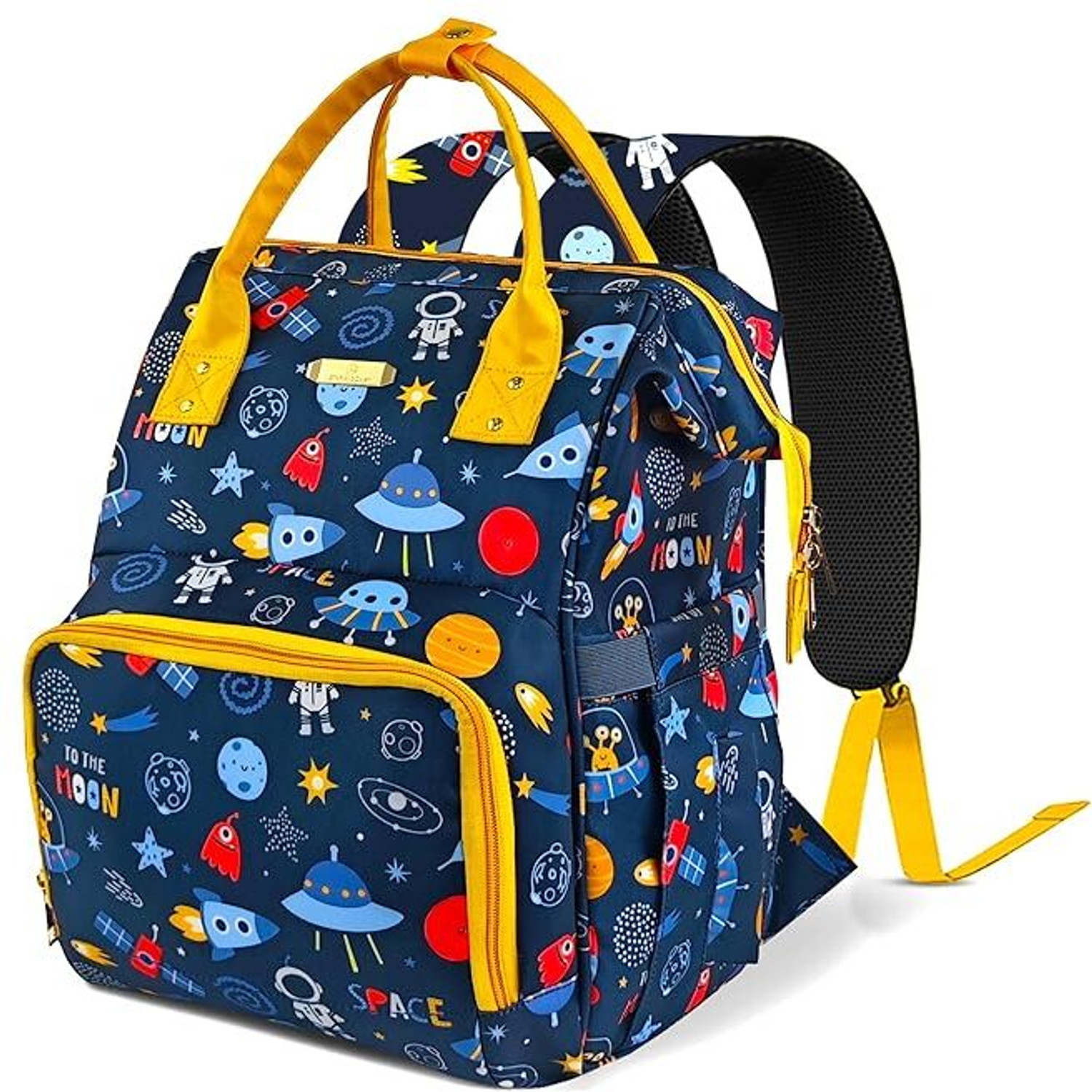 Image of StarAndDaisy Premium Baby Diaper Bag Spacious, Waterproof Backpack with Multiple Pockets Mothers Maternity Bags for Travel Diaper Backpack (Blue , Yellow)