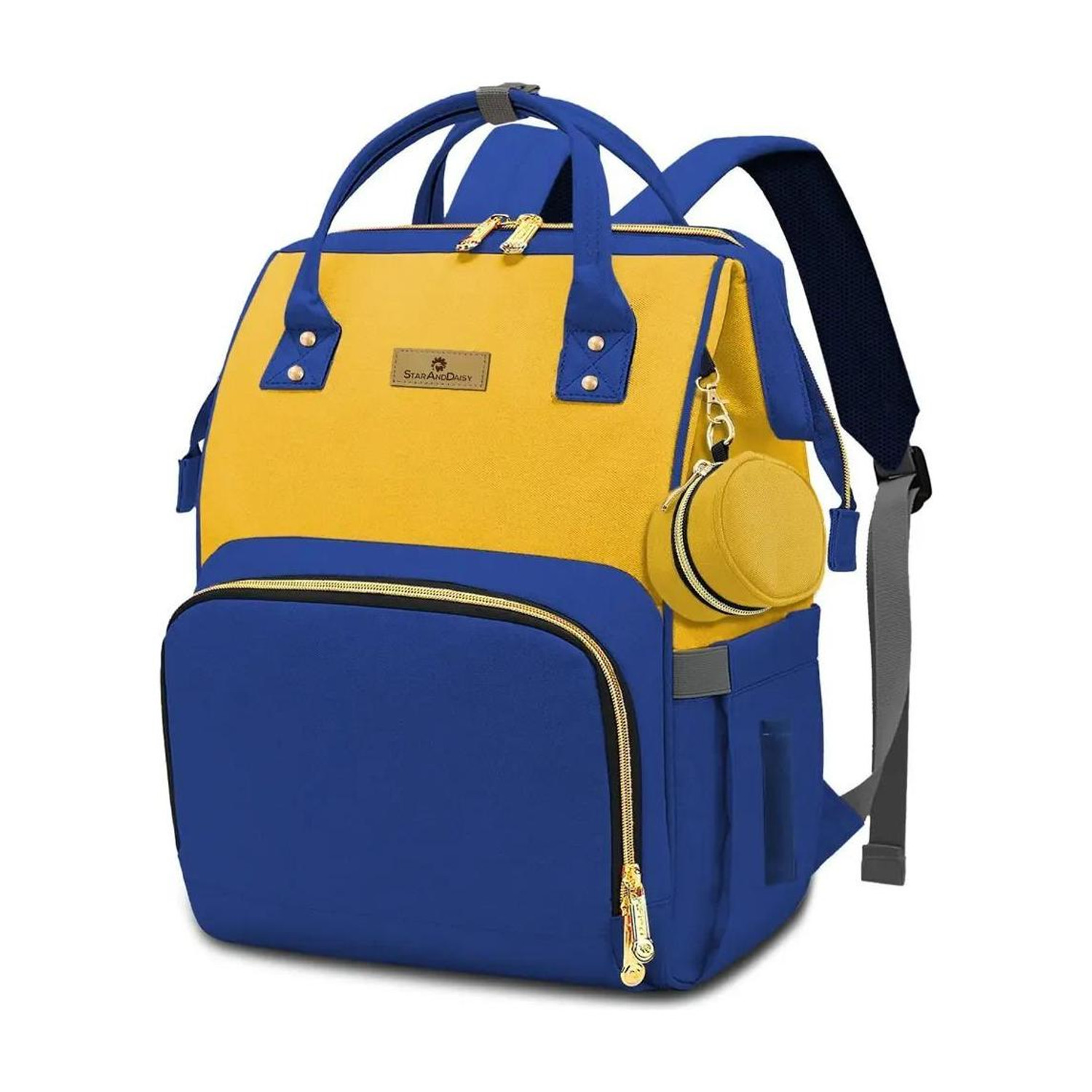 Image of StarAndDaisy Premium Baby Diaper Bag Spacious, Waterproof Backpack with Multiple Pockets Mothers Maternity Bags for Travel Diaper Backpack (Blue , Yellow)