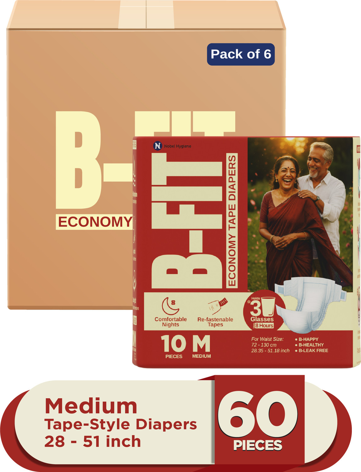 Image of B-FIT Adult Diapers Pant Adult Diapers - M (8 Pieces)