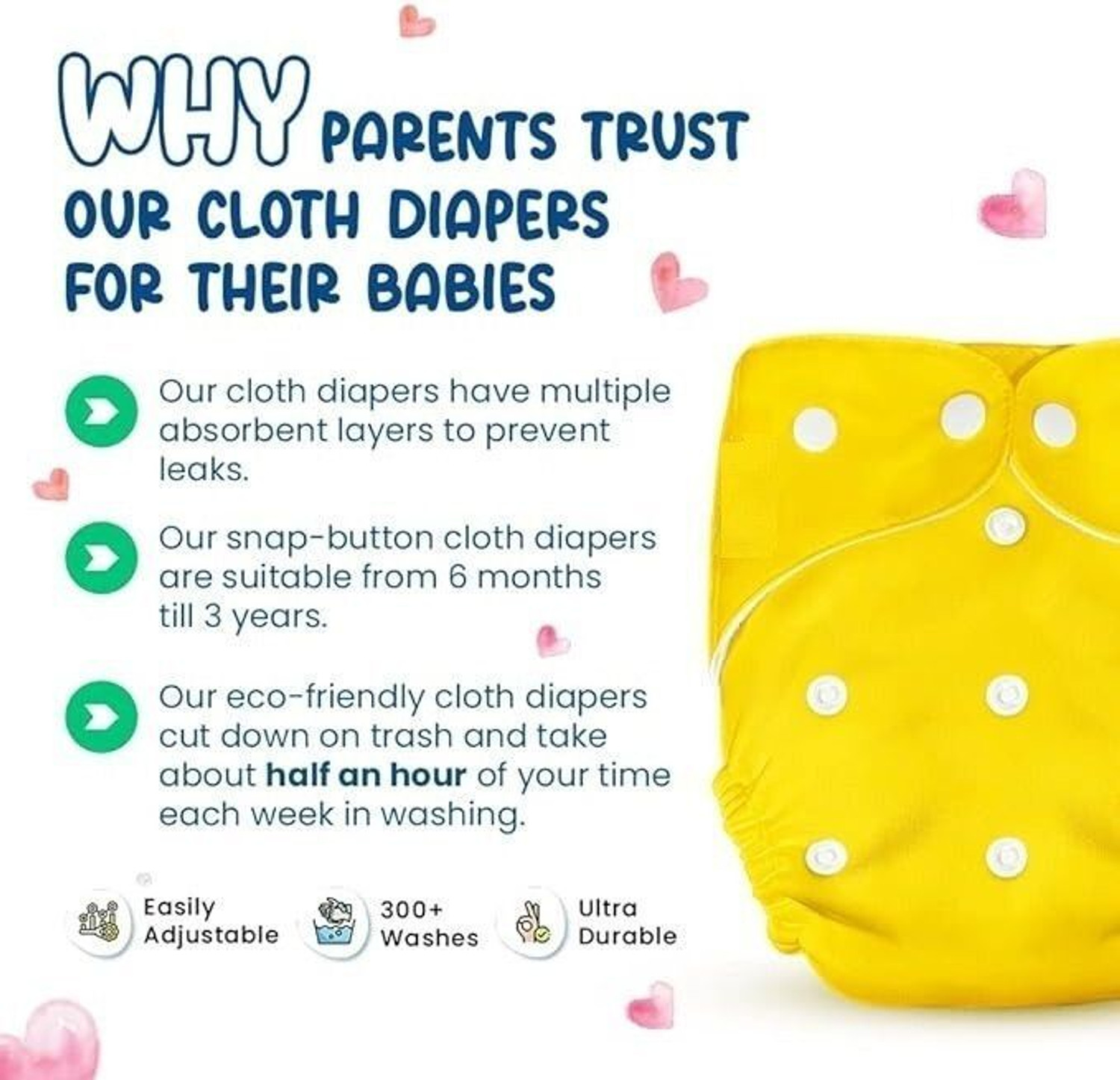 Image of ocean count Baby washable New cloth Diapers combo of 6 Nappies with Multi Layered Pant Diapers - New Born (6 Pieces)