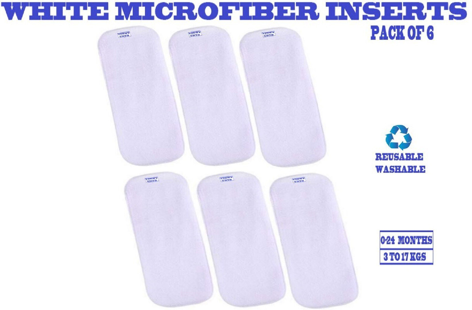 Image of TINNY TOTS Pack of 6 Pocket Button Style Baby Reusable Cloth Diaper Nappies (Without Inserts) Washable Quick-Dry Adjustable All-In-One Diapers Wetfree For New Borns /Toddlers /Infants /New Borns(B,P,Y,G,O) Pant Diapers - S - M (6 Pieces)