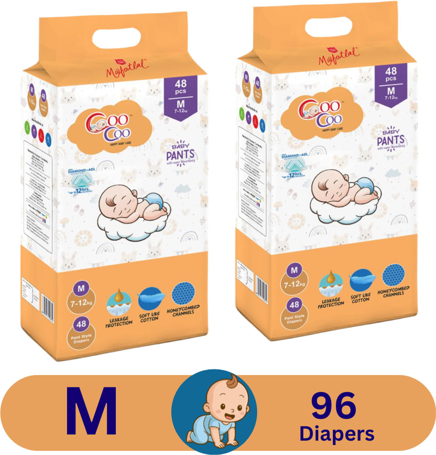 Image of Coo Coo Baby Pants Style Diaper Size Medium Pant Diapers - M (168 Pieces)