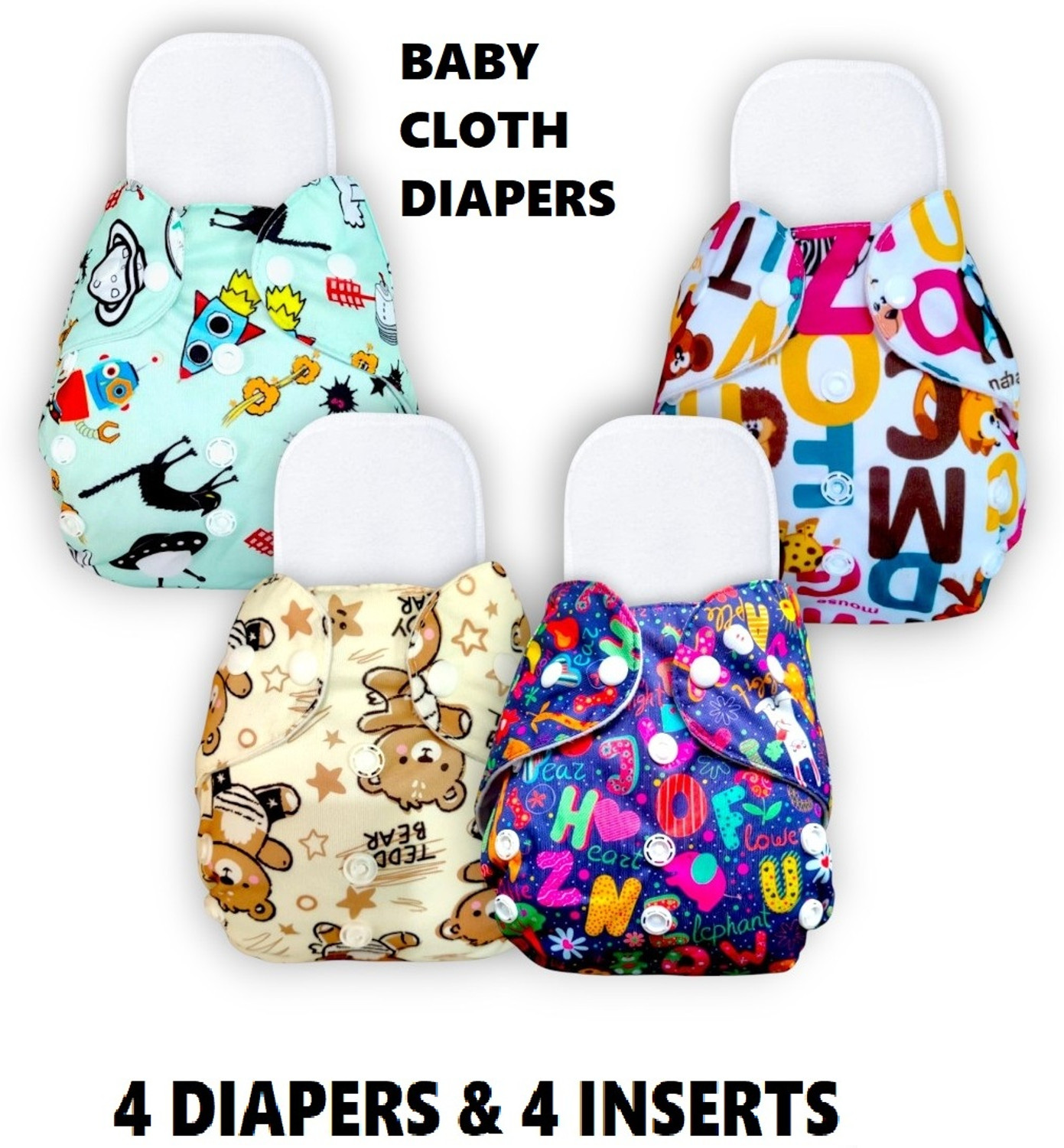 Image of ocean count Baby washable New cloth Diapers combo of 6 Nappies with Multi Layered Pant Diapers - New Born (6 Pieces)