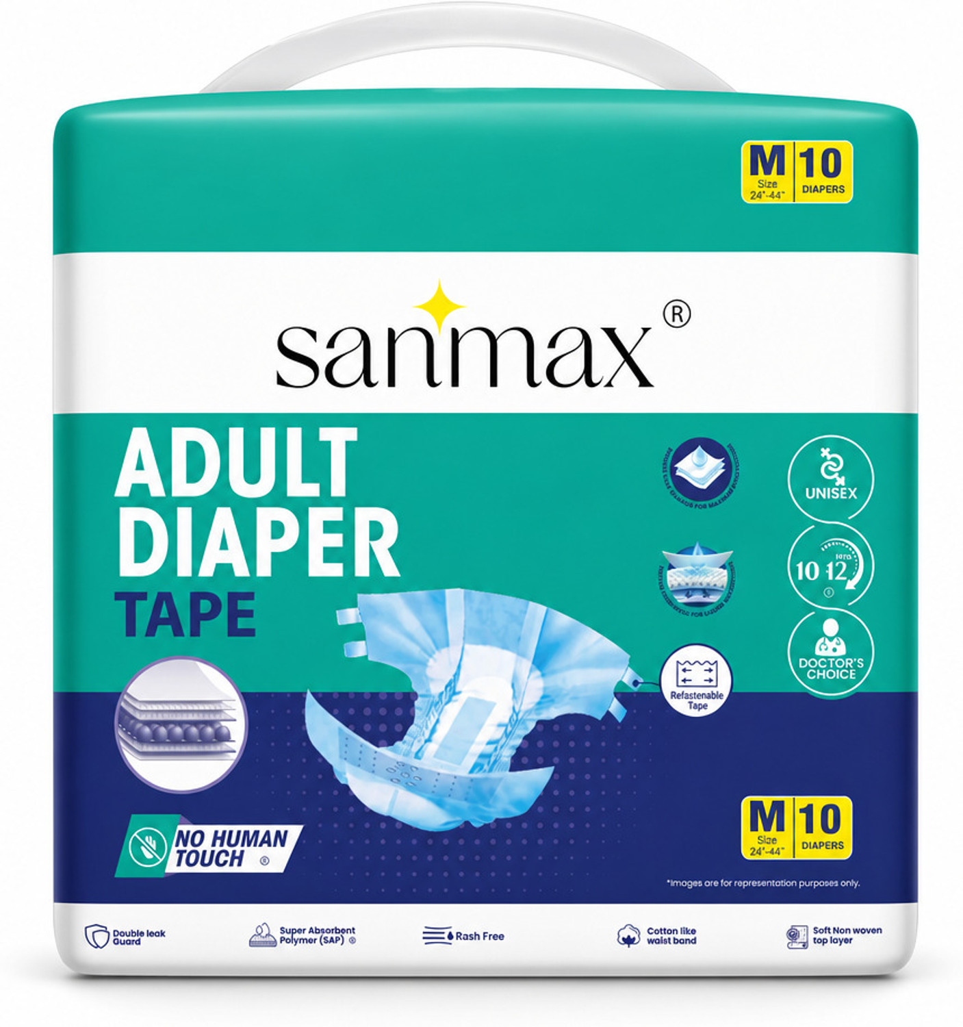 Image of Dr pedical Imported Adult Diaper for Women and Men, 24 Hours Protection, 80-120 Cm, 8 Pcs Adult Diapers - M
