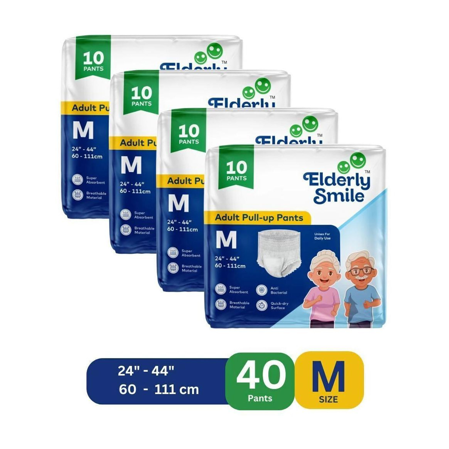 Loot: Elderly Smile Super Absorbent Premium Pull-Up Pants, Pack of 4 (40 Pieces) @ 613