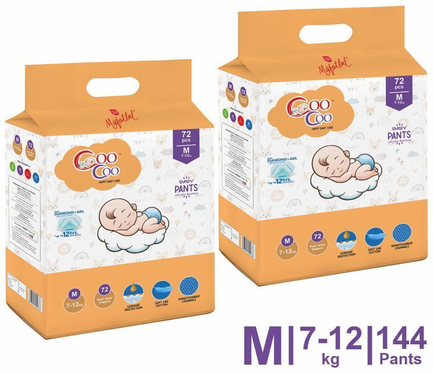 Image of Coo Coo Baby Pants Style Diaper Size Medium Pant Diapers - M (168 Pieces)