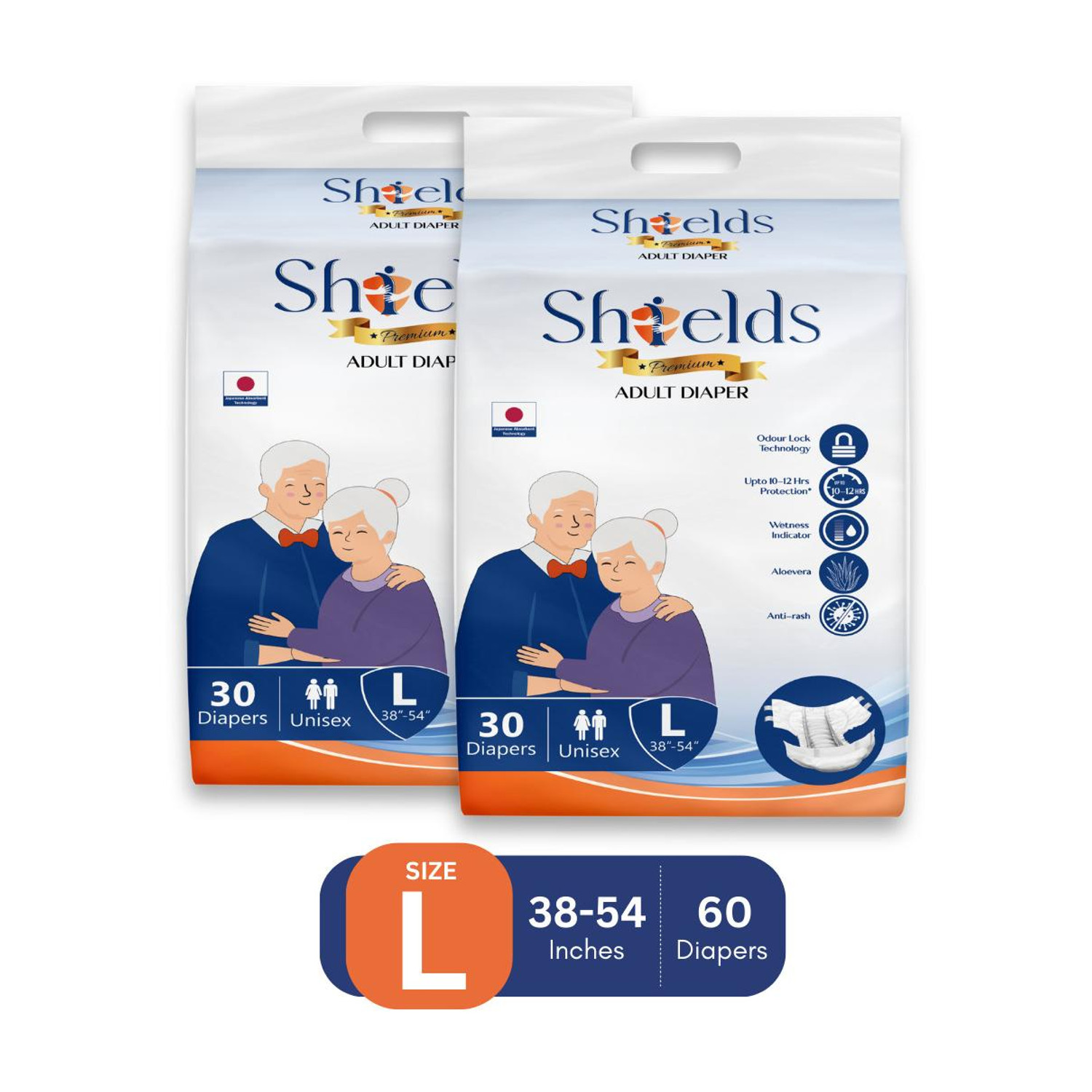 Image of EVELANCE Extra Large Adult Diaper Pants Premium | Waist Size (35-60 Inches) Adult Diapers - XL (80 Pieces)