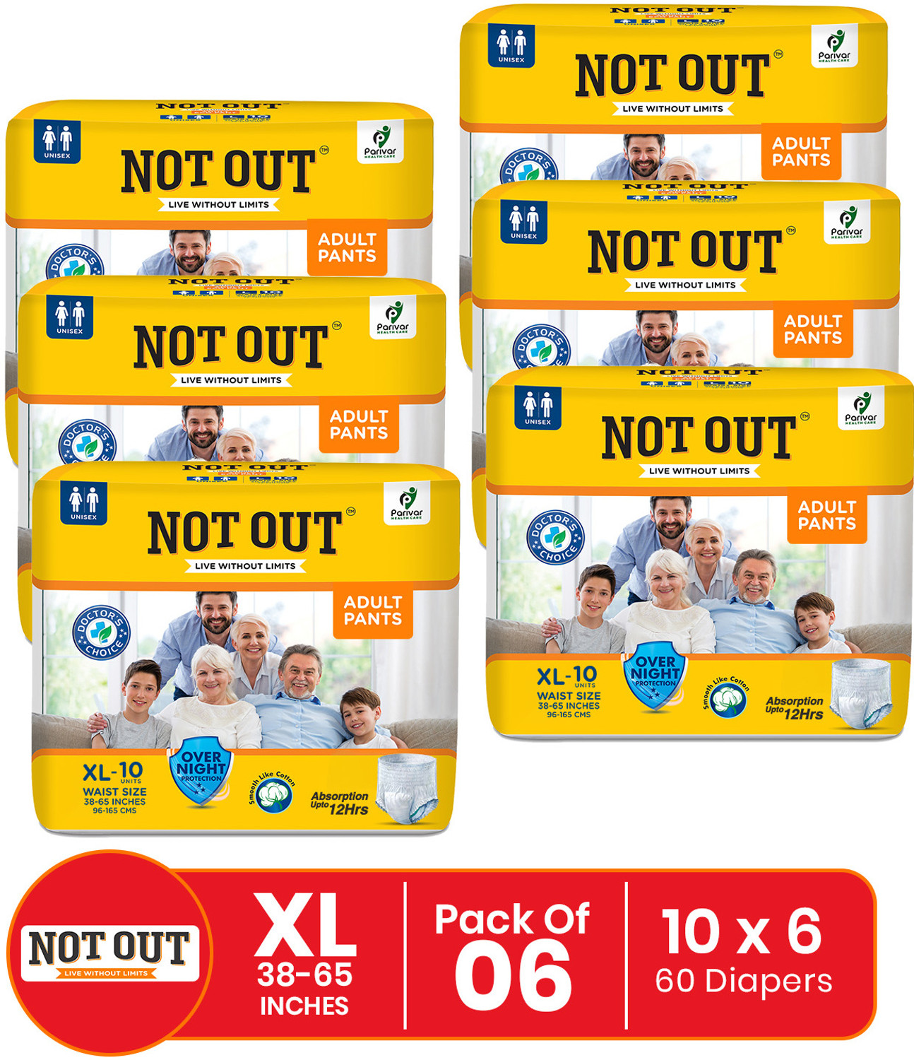 Image of EVELANCE Extra Large Adult Diaper Pants Premium | Waist Size (35-60 Inches) Adult Diapers - XL (80 Pieces)