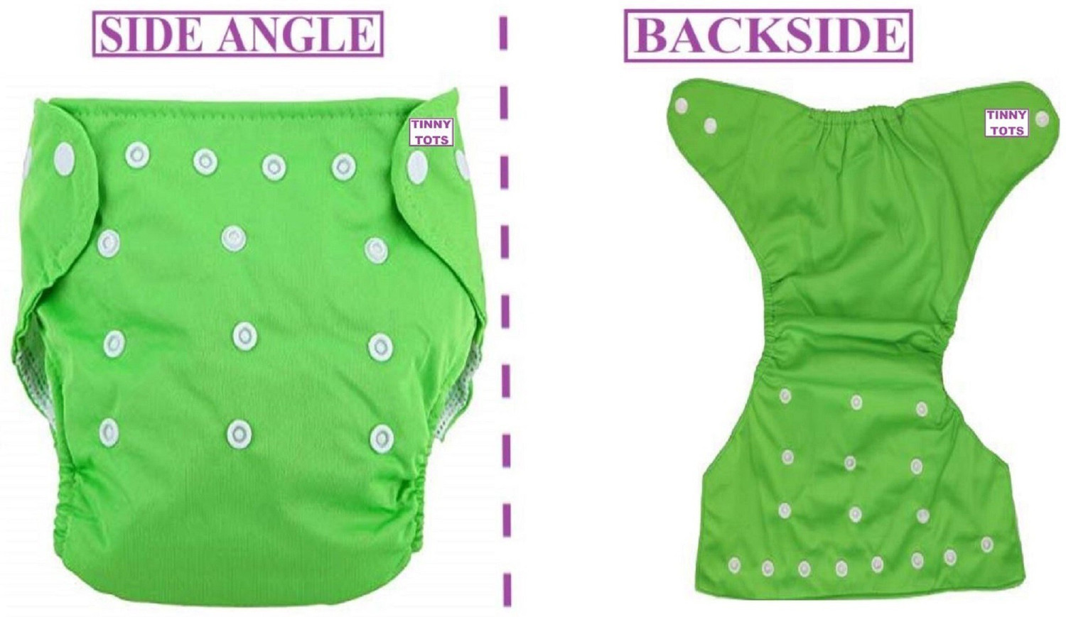Image of TINNY TOTS Pack of 6 Pocket Button Style Baby Reusable Cloth Diaper Nappies (Without Inserts) Washable Quick-Dry Adjustable All-In-One Diapers Wetfree For New Borns /Toddlers /Infants /New Borns(B,P,Y,G,O) Pant Diapers - S - M (6 Pieces)