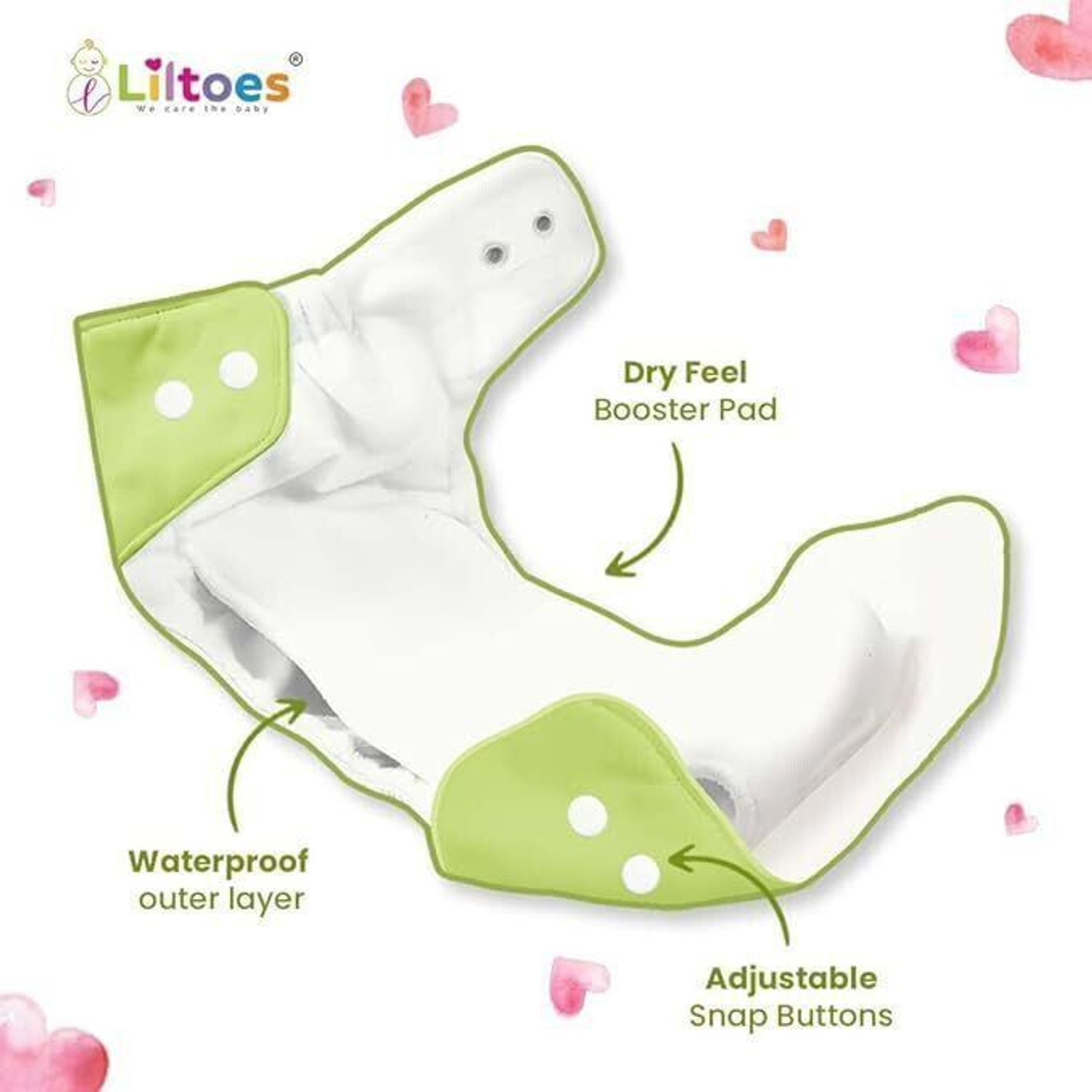 Image of ocean count Baby washable New cloth Diapers combo of 6 Nappies with Multi Layered Pant Diapers - New Born (6 Pieces)