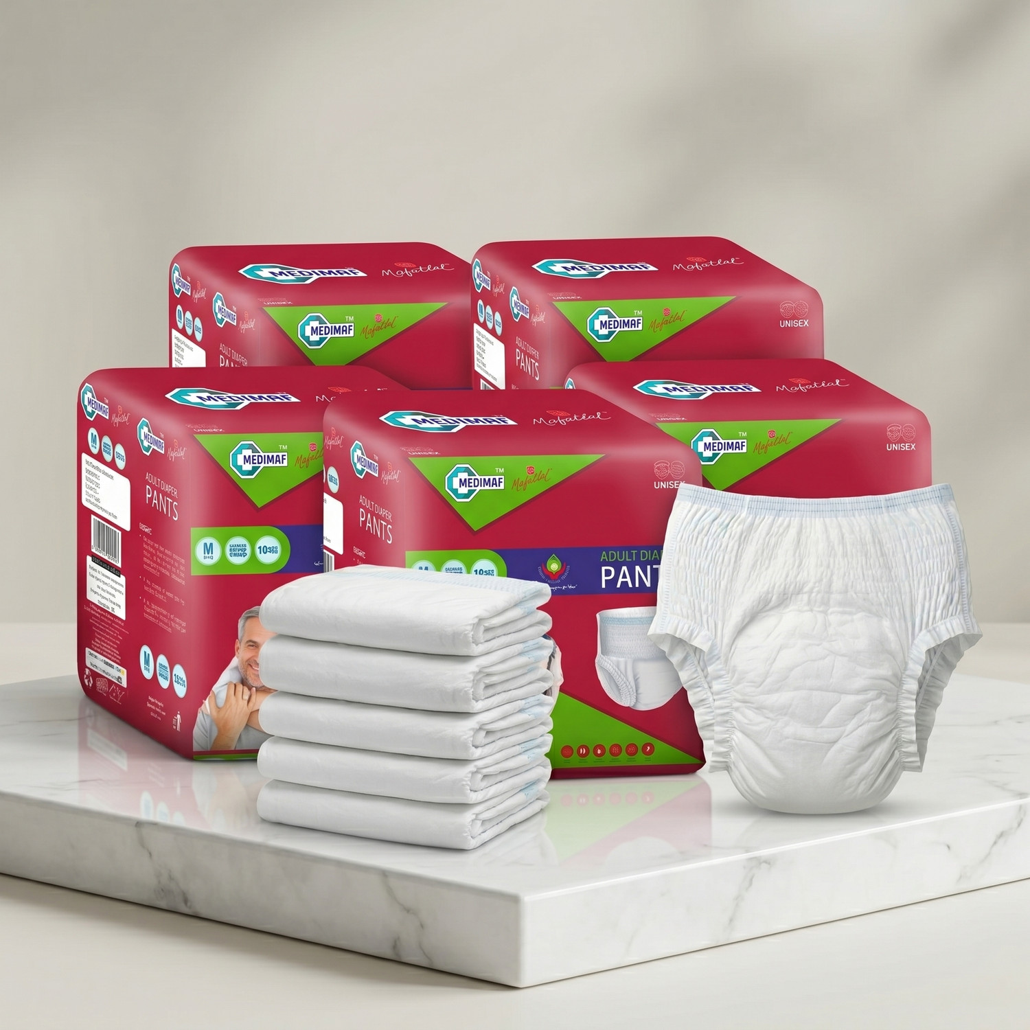Image of EVELANCE Extra Large Adult Diaper Pants Premium | Waist Size (35-60 Inches) Adult Diapers - XL (80 Pieces)