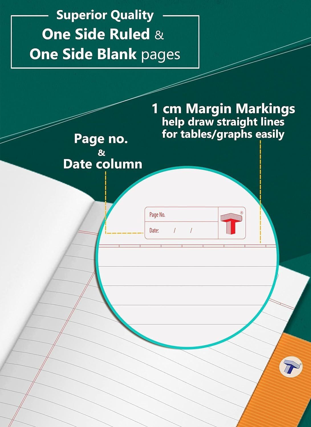 Image of Target Publications Single Line Notebooks | One Side Blank /Unruled & One Side Ruled | 172 Pages Regular Notebook One Side Blank & One Side Ruled 172 Pages (Brown, Pack of 5)