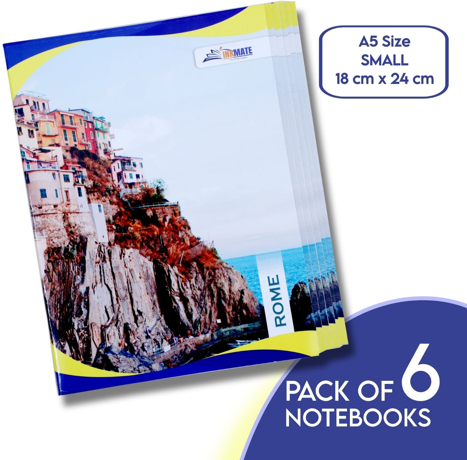 Image of INKMATE ENTERPRISES INKMATE A5 Notebook SINGLE LINE 172 Pages (MUTILCOLOR, Pack of 6)