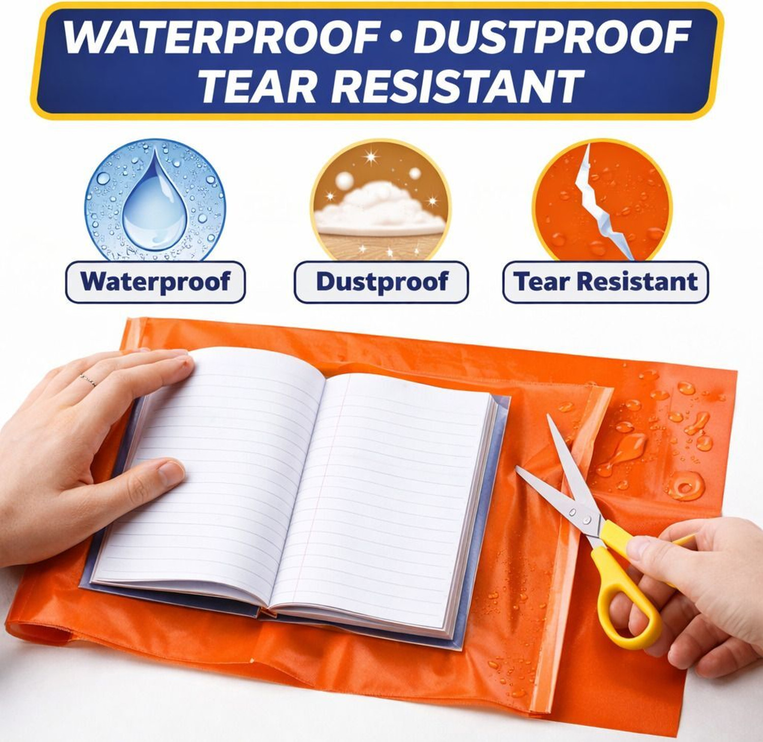 Image of JPPL Orange Notebook Cover Roll 14 Inch x 3 Meter Book Wrapping Sheet Regular Notebook Unruled 0 Pages (Orange, Pack of 8)