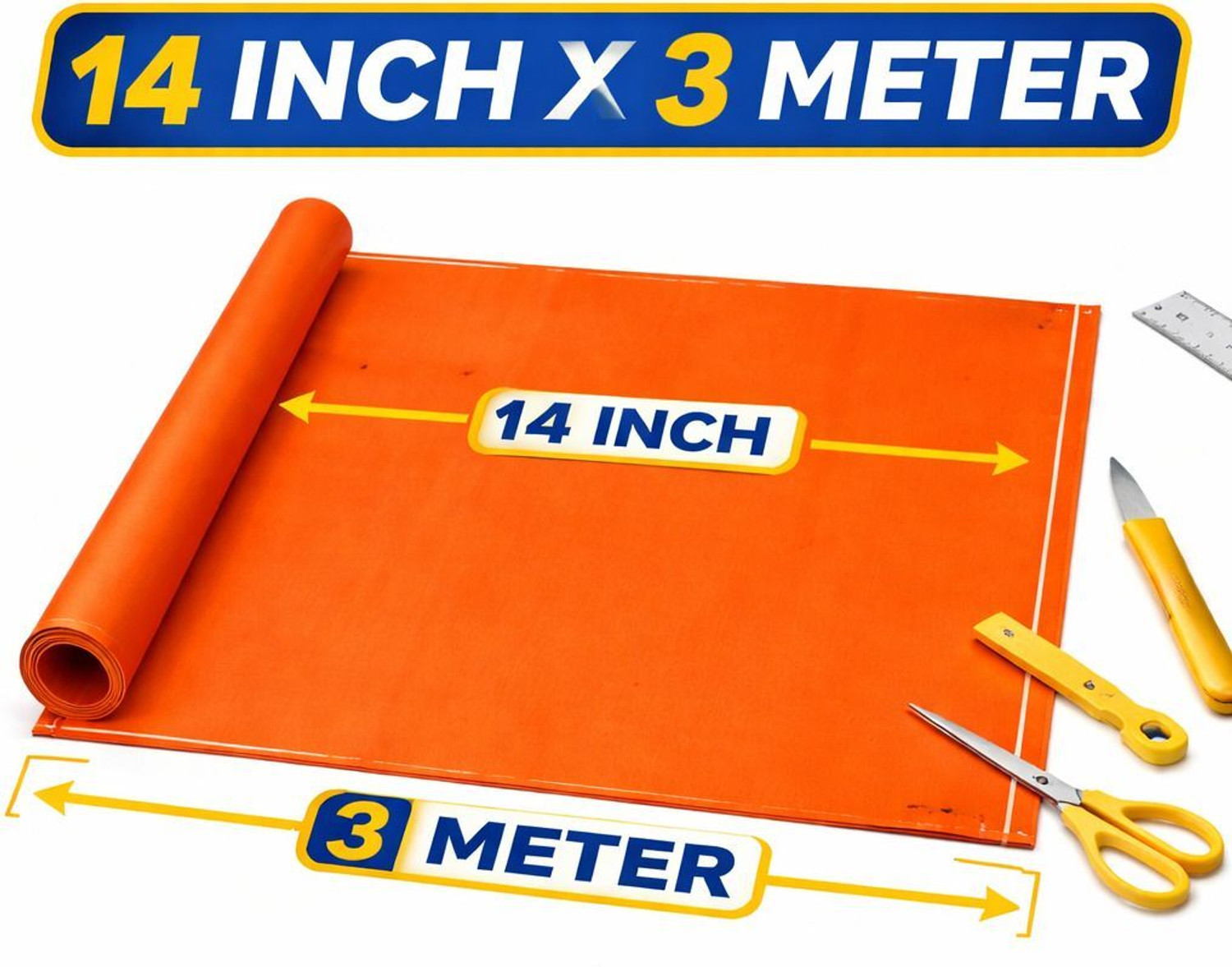 Image of JPPL Orange Notebook Cover Roll 14 Inch x 3 Meter Book Wrapping Sheet Regular Notebook Unruled 0 Pages (Orange, Pack of 8)