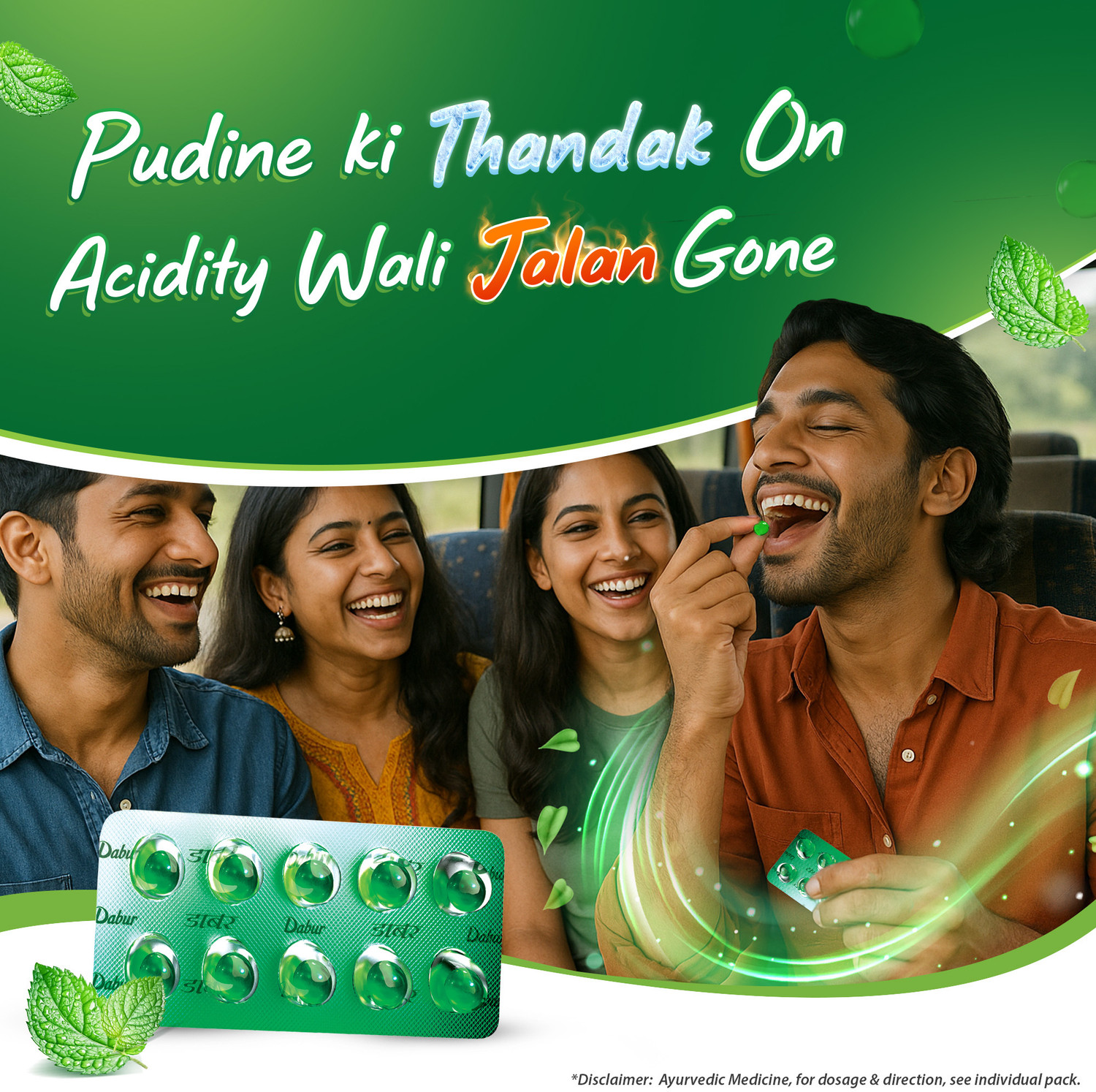Image of Dabur Pudin Hara Pearls (10 Each)| Effective Cooling Relief from Gas, Indigestion Pudina Capsules (20 No)