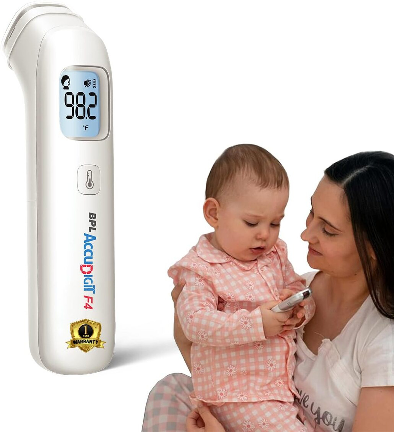 BPL Medical Technologies Accudigit F4 Non Contact Infrared Thermometer for Adults & Kids (White) F4 Non Contact Infrared Thermometer Thermometer