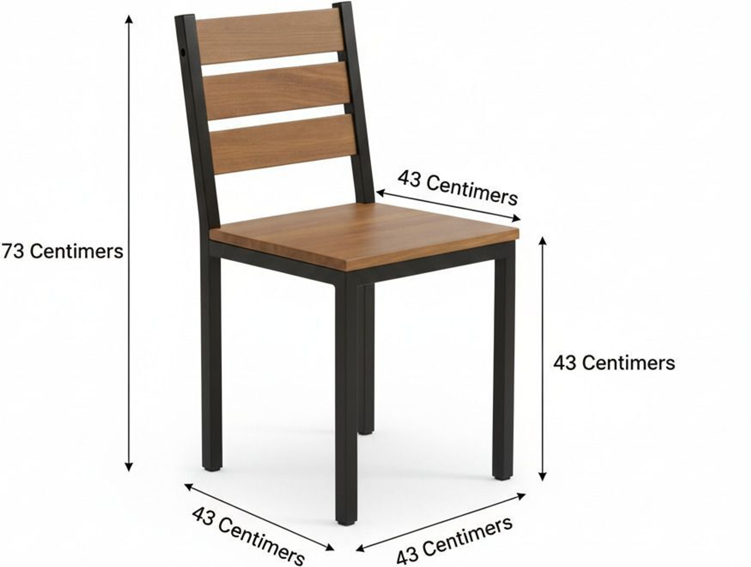 Image of JPIRONS Metal Frame Walnut Dining Chair for Dining Room & Cafe, home and living room Metal Dining Chair (Set of 4, Finish Color - BLACK)