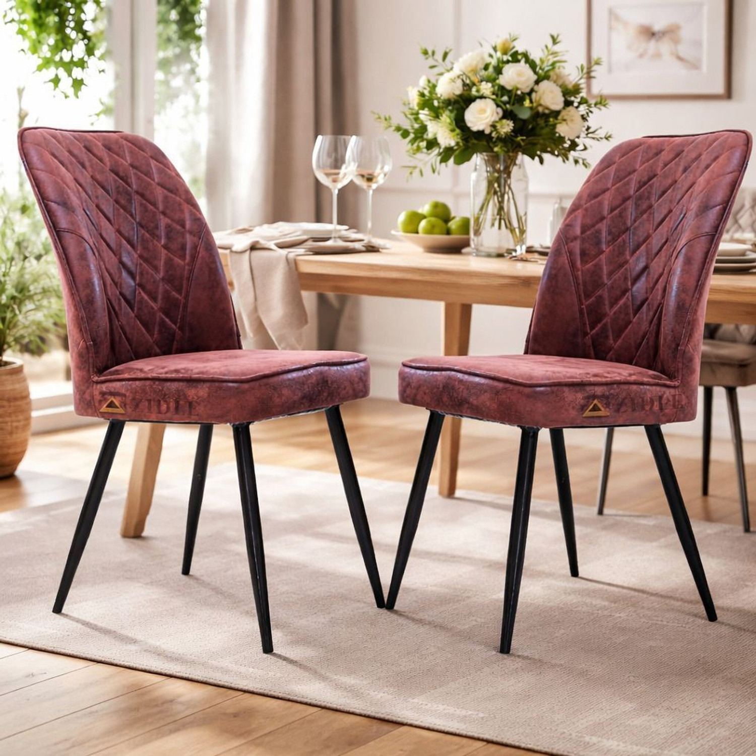 Image of JPIRONS Metal Frame Walnut Dining Chair for Dining Room & Cafe, home and living room Metal Dining Chair (Set of 4, Finish Color - BLACK)