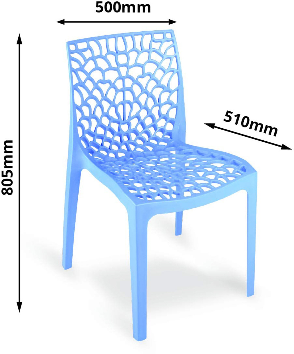 Image of SOMRAJ Plastic Web Chair Outdoor Indoor fully ventilated for home hotel Plastic Dining Chair (Set of 10, Finish Color - blue)