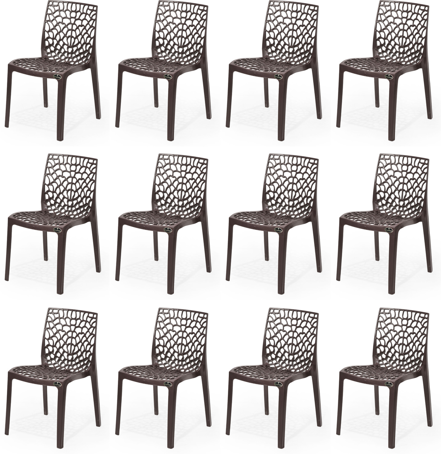 Image of SOMRAJ Plastic Web Chair Outdoor Indoor fully ventilated for home hotel Plastic Dining Chair (Set of 10, Finish Color - blue)