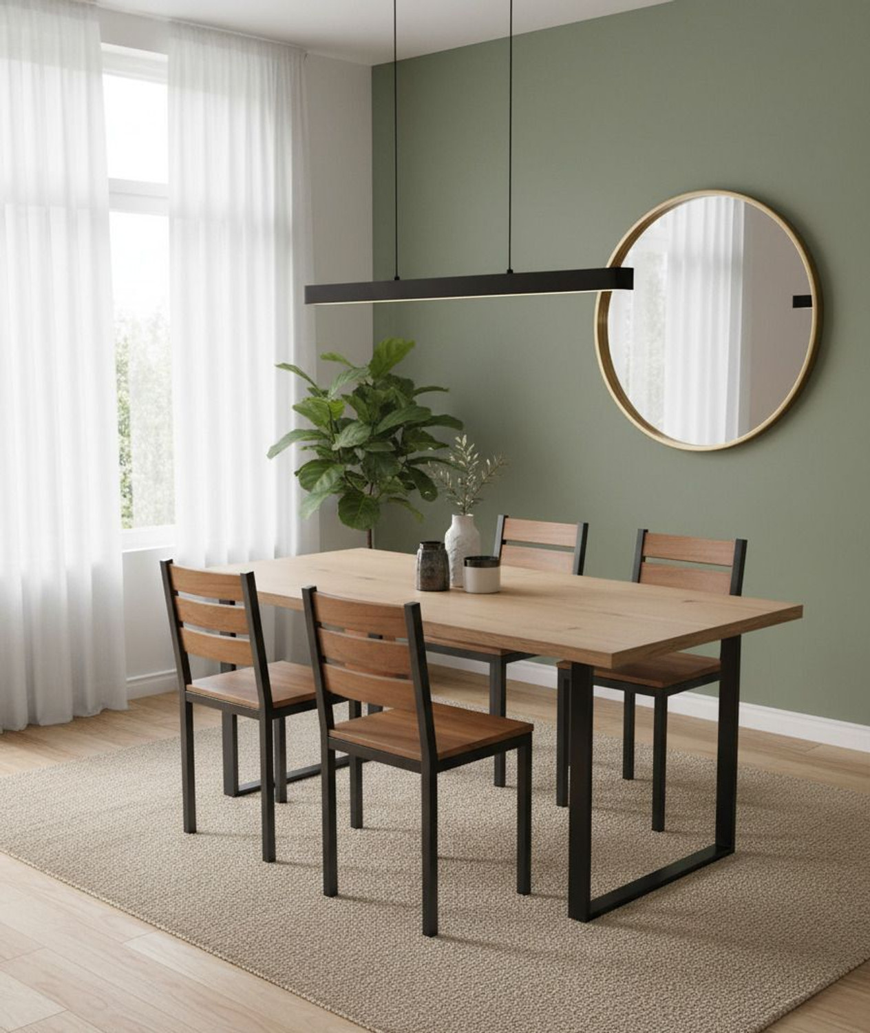 Image of JPIRONS Metal Frame Walnut Dining Chair for Dining Room & Cafe, home and living room Metal Dining Chair (Set of 4, Finish Color - BLACK)