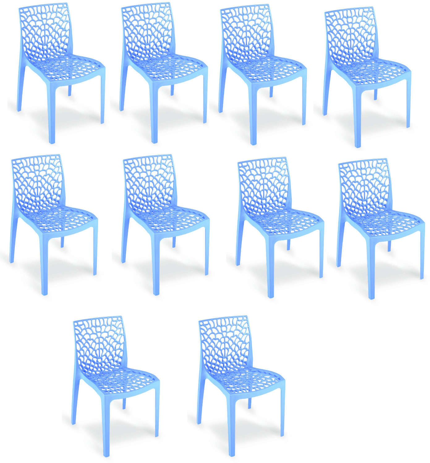 Image of SOMRAJ Plastic Web Chair Outdoor Indoor fully ventilated for home hotel Plastic Dining Chair (Set of 10, Finish Color - blue)