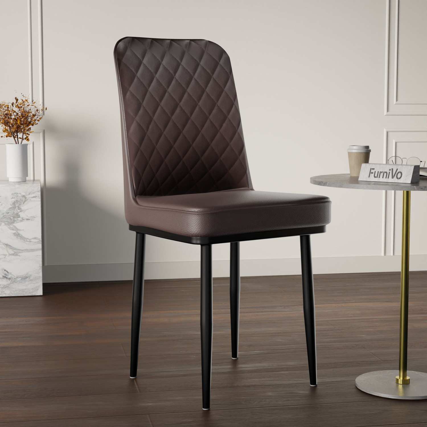 Image of Goyal Steel & Furniture Industries Modern Leatherette steel Dining Chair for Kitchen and Living Room Metal Dining Chair (Set of 2, Finish Color - red)