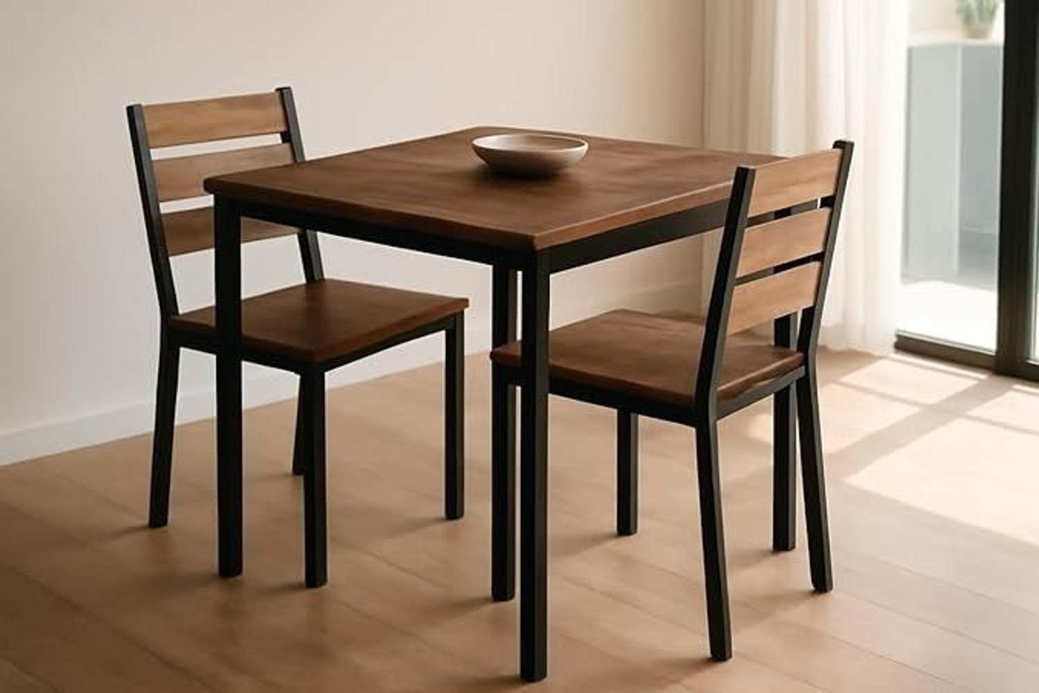Image of JPIRONS Metal Frame Walnut Dining Chair for Dining Room & Cafe, home and living room Metal Dining Chair (Set of 4, Finish Color - BLACK)