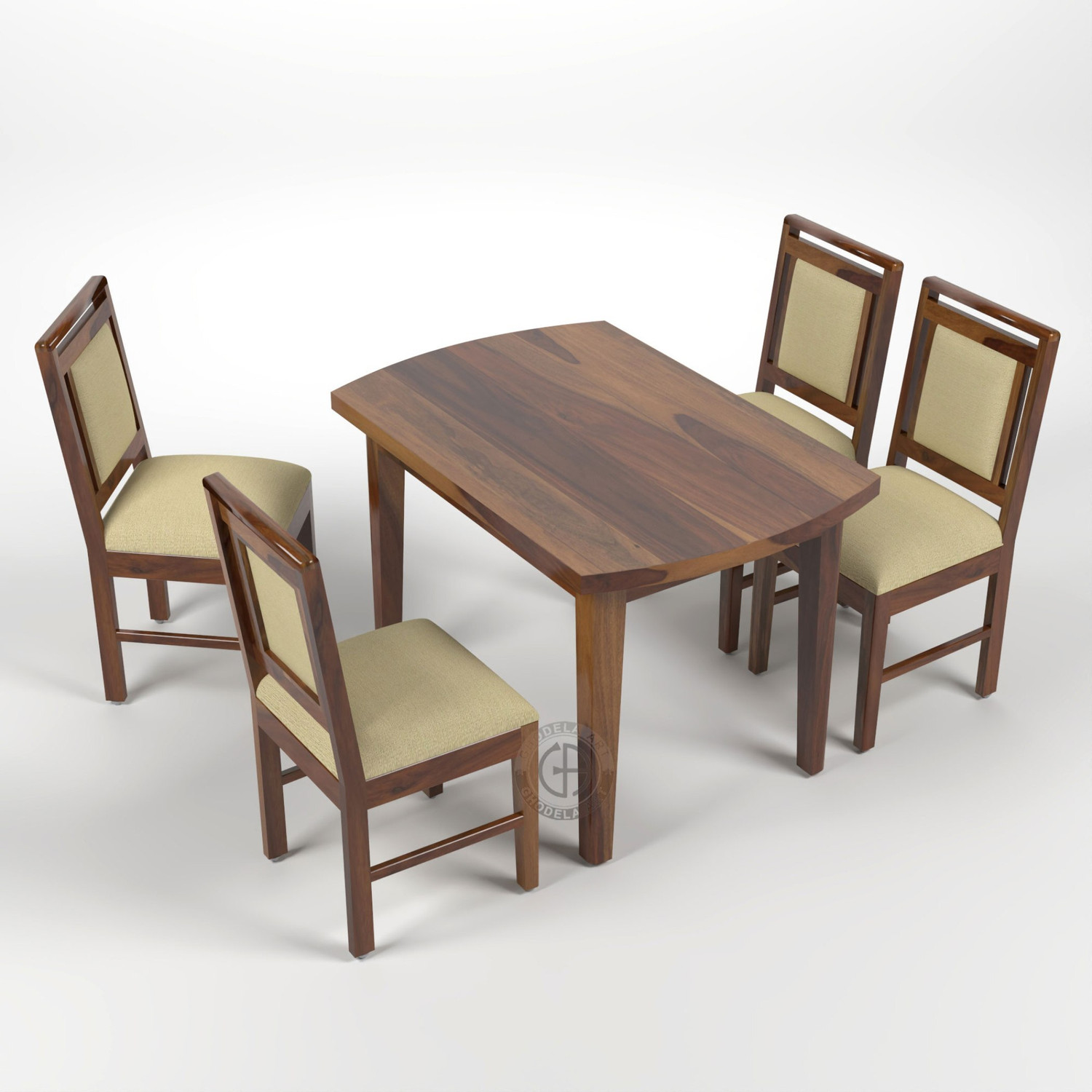 Image of Ghodela Furniture Solid Sheesham Wood 4 Seater Dining Table Set with 4 Chairs for Dining Room Solid Wood 4 Seater Dining Set (Finish Color -Honey Finish, DIY(Do-It-Yourself))