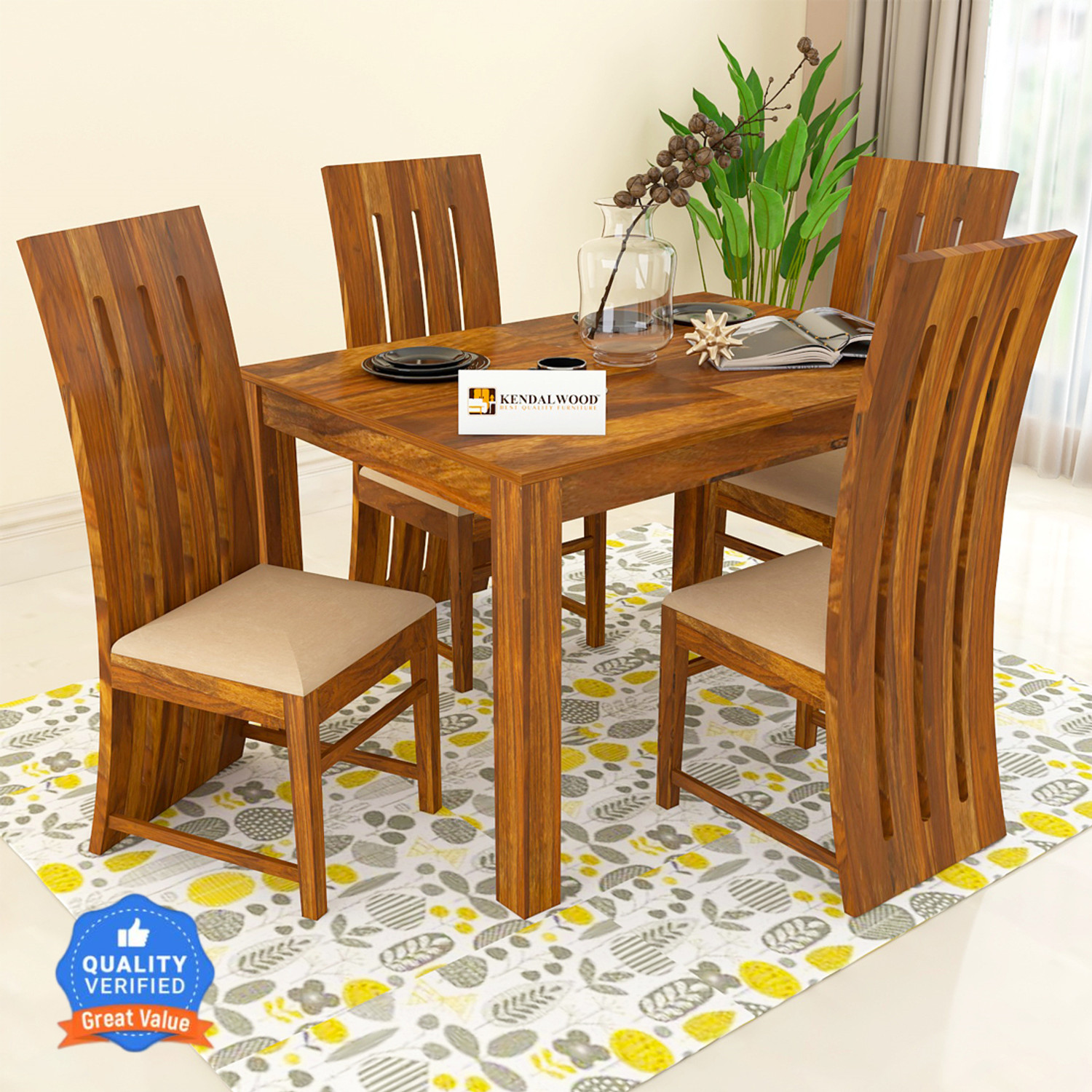 Kendalwood Furniture Premium Dining Room Furniture Wooden Dining Table with 4 Chairs Solid Wood 4 Seater Dining Set Price in India - Buy Kendalwood Furniture Premium Dining Room Furniture Wooden Dining Table with 4 Chairs Solid Wood 4 Seater Dining Set online at Flipkart.com
