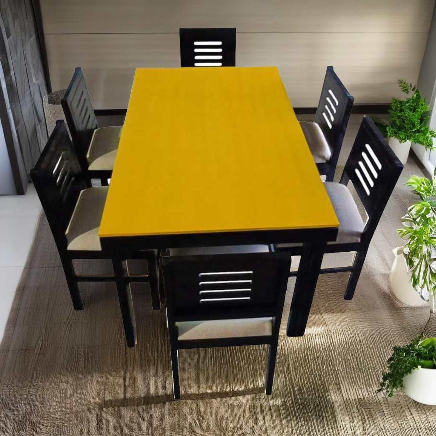 Image of Flipkart Perfect Homes Quattro Solid Wood 4 Seater Dining Set (Finish Color -Oak2, DIY(Do-It-Yourself))