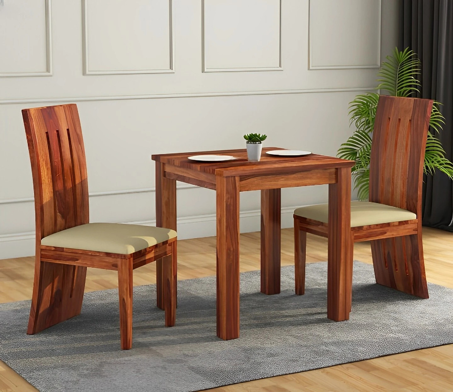 Image of Flipkart Perfect Homes Quattro Solid Wood 4 Seater Dining Set (Finish Color -Oak2, DIY(Do-It-Yourself))