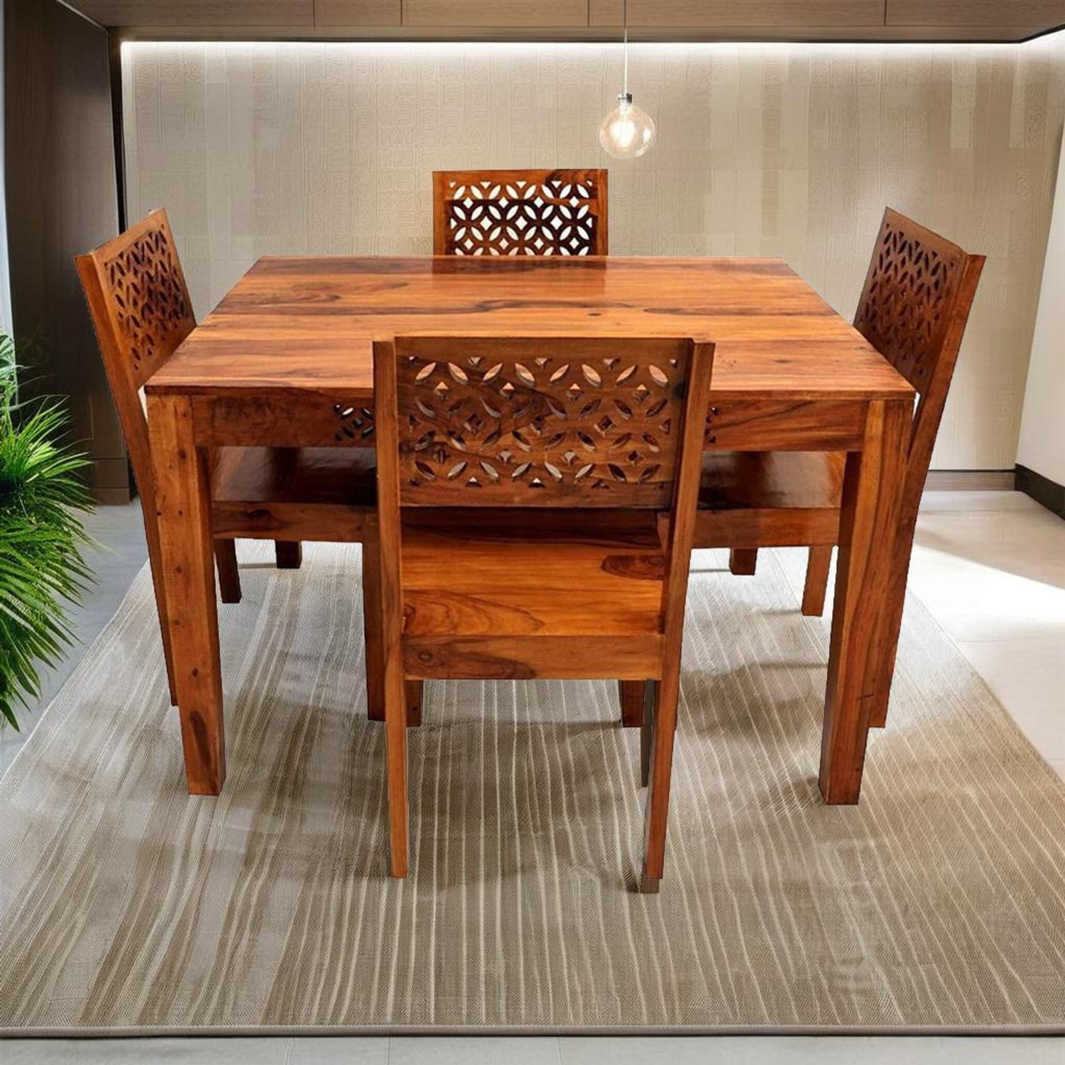 Image of Devsignature Solid Sheesham Wood Six Seater Dining Set For Kitchen , Hotel , Restaurant Solid Wood 6 Seater Dining Set (Finish Color -Walnut, DIY(Do-It-Yourself))