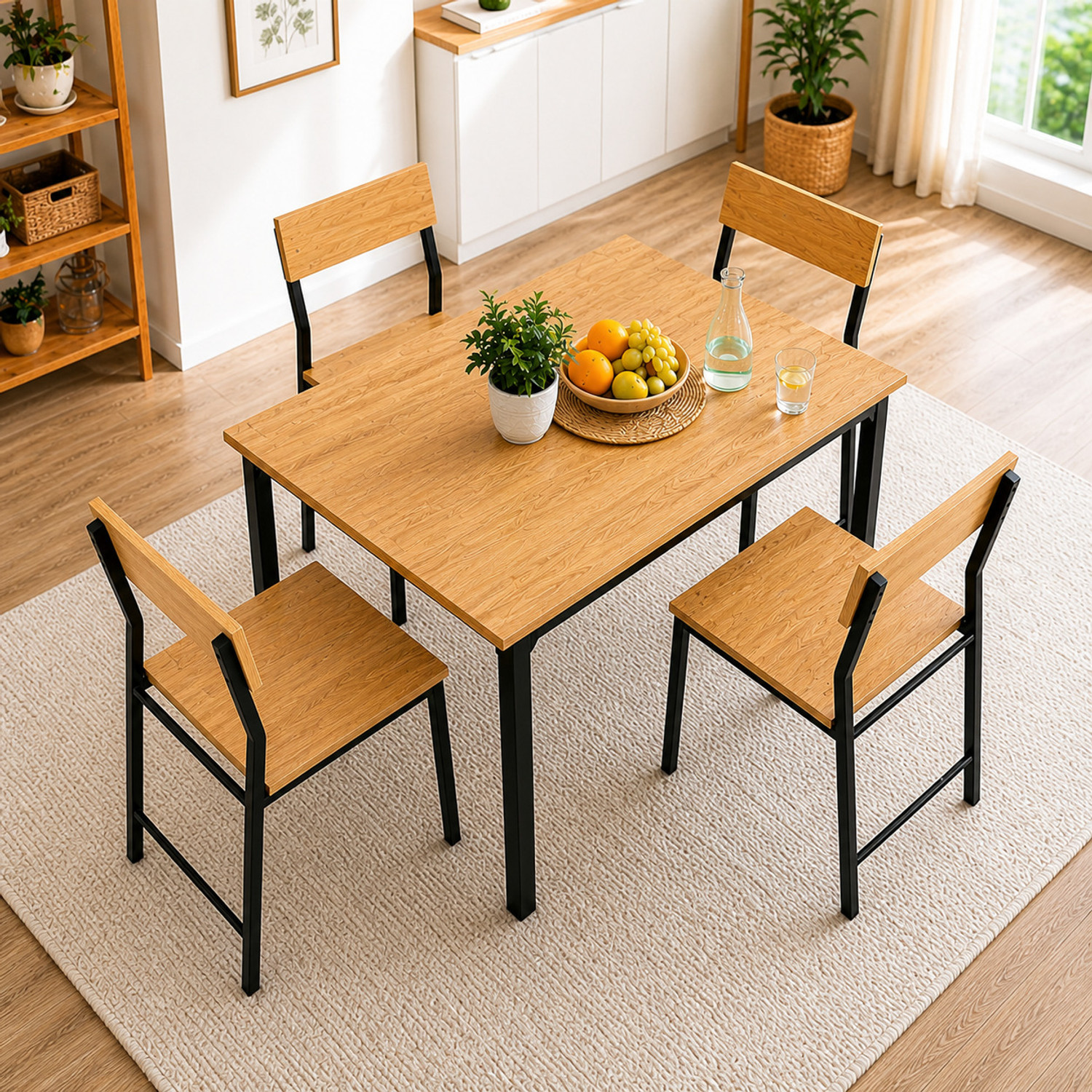 Image of furniba 4 Seater Dining Table Set for Home | dining set with chairs | Engineered Wood 4 Seater Dining Set (Finish Color -oak, DIY(Do-It-Yourself))