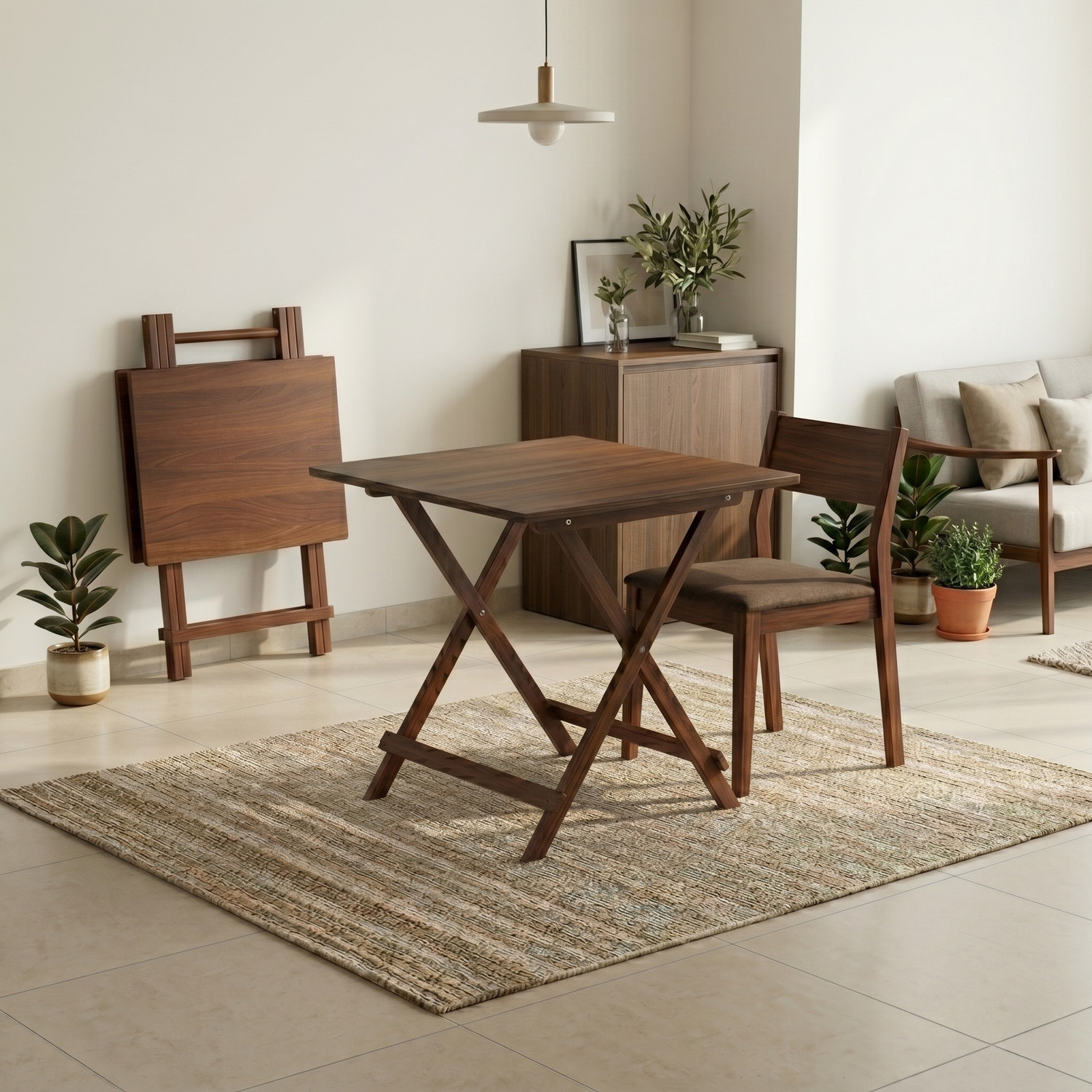 Image of FORKTAIL Space saving folding dining table with 2 tier Storage ( Without chairs) Engineered Wood 6 Seater Dining Table (Finish Color - MultiColor, DIY(Do-It-Yourself))