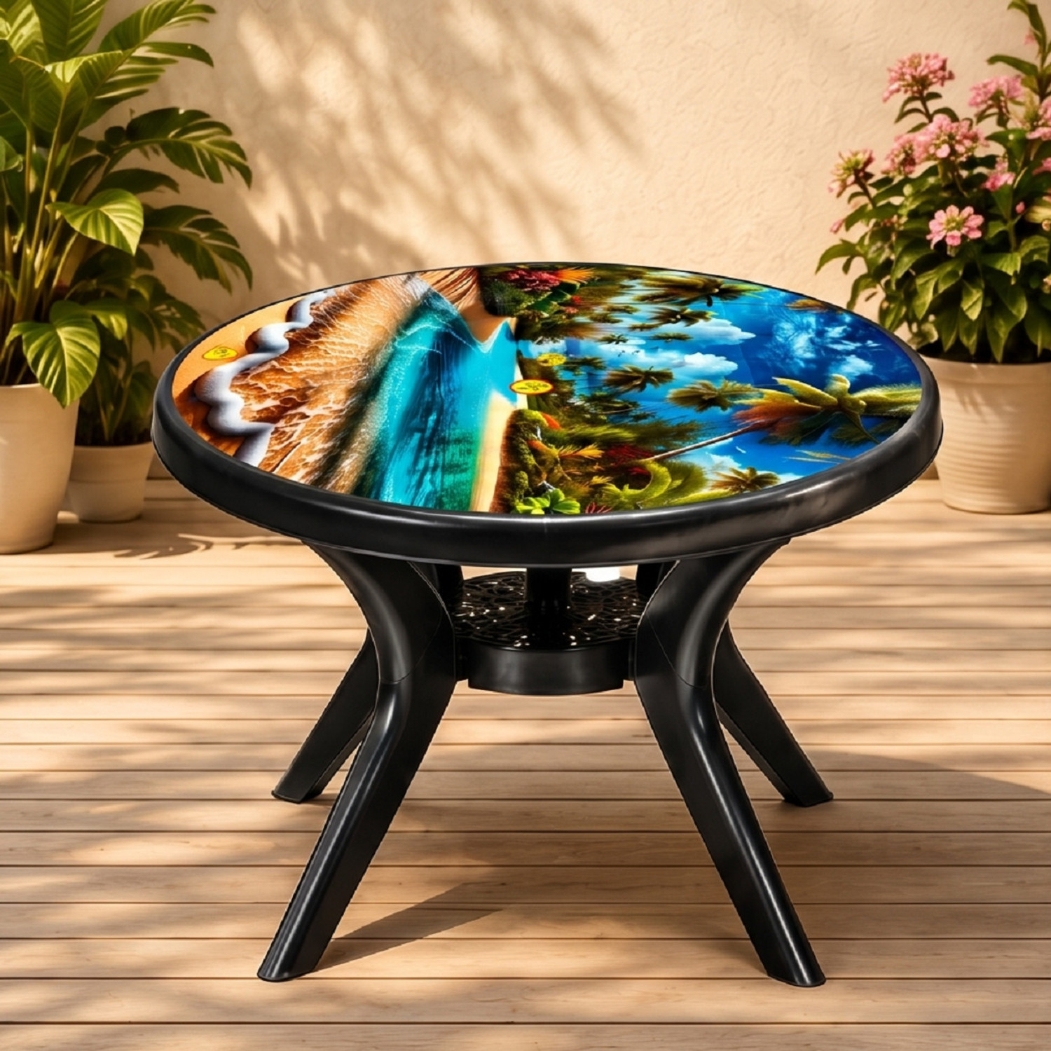 Image of FORKTAIL Space saving folding dining table with 2 tier Storage ( Without chairs) Engineered Wood 6 Seater Dining Table (Finish Color - MultiColor, DIY(Do-It-Yourself))