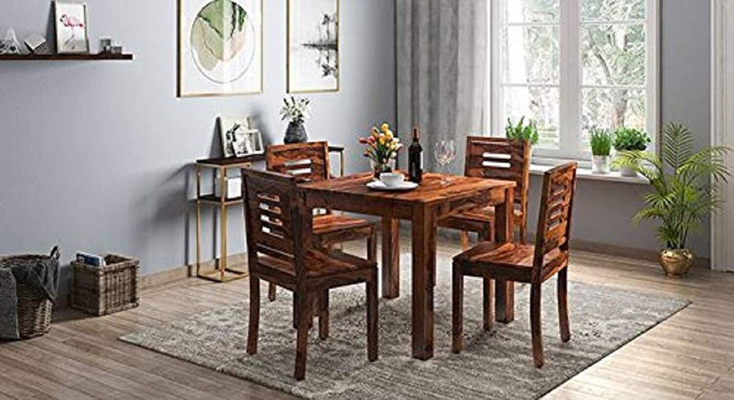 Image of suhana group Metal 4 Seater Dining Table (Finish Color - silver, Pre-assembled)