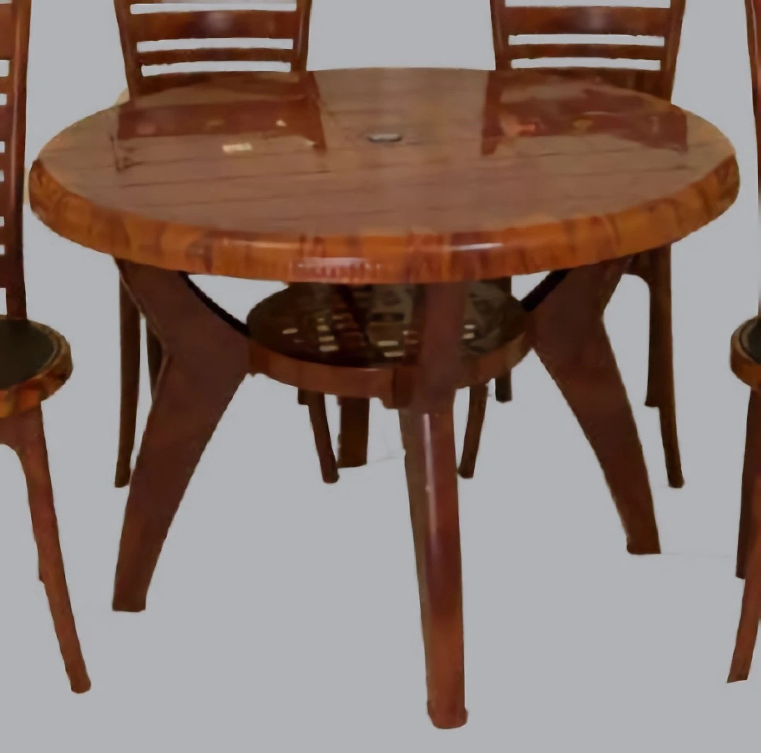 Image of ARLAVYA Magna Model Sturdy Round Table for Home Garden Cafeteria Plastic 4 Seater Dining Table (Finish Color - Dark Brown, DIY(Do-It-Yourself))