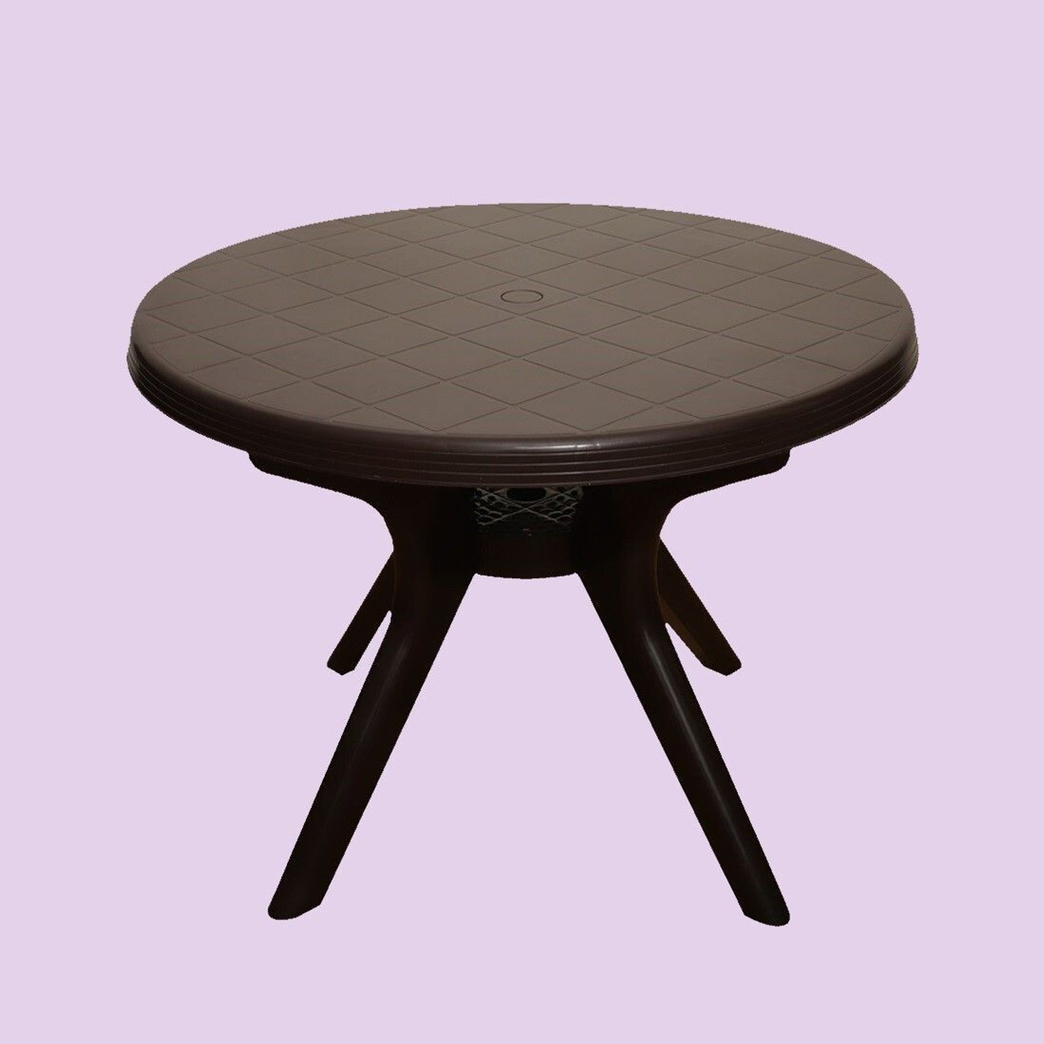 Image of ARLAVYA Magna Model Sturdy Round Table for Home Garden Cafeteria Plastic 4 Seater Dining Table (Finish Color - Dark Brown, DIY(Do-It-Yourself))