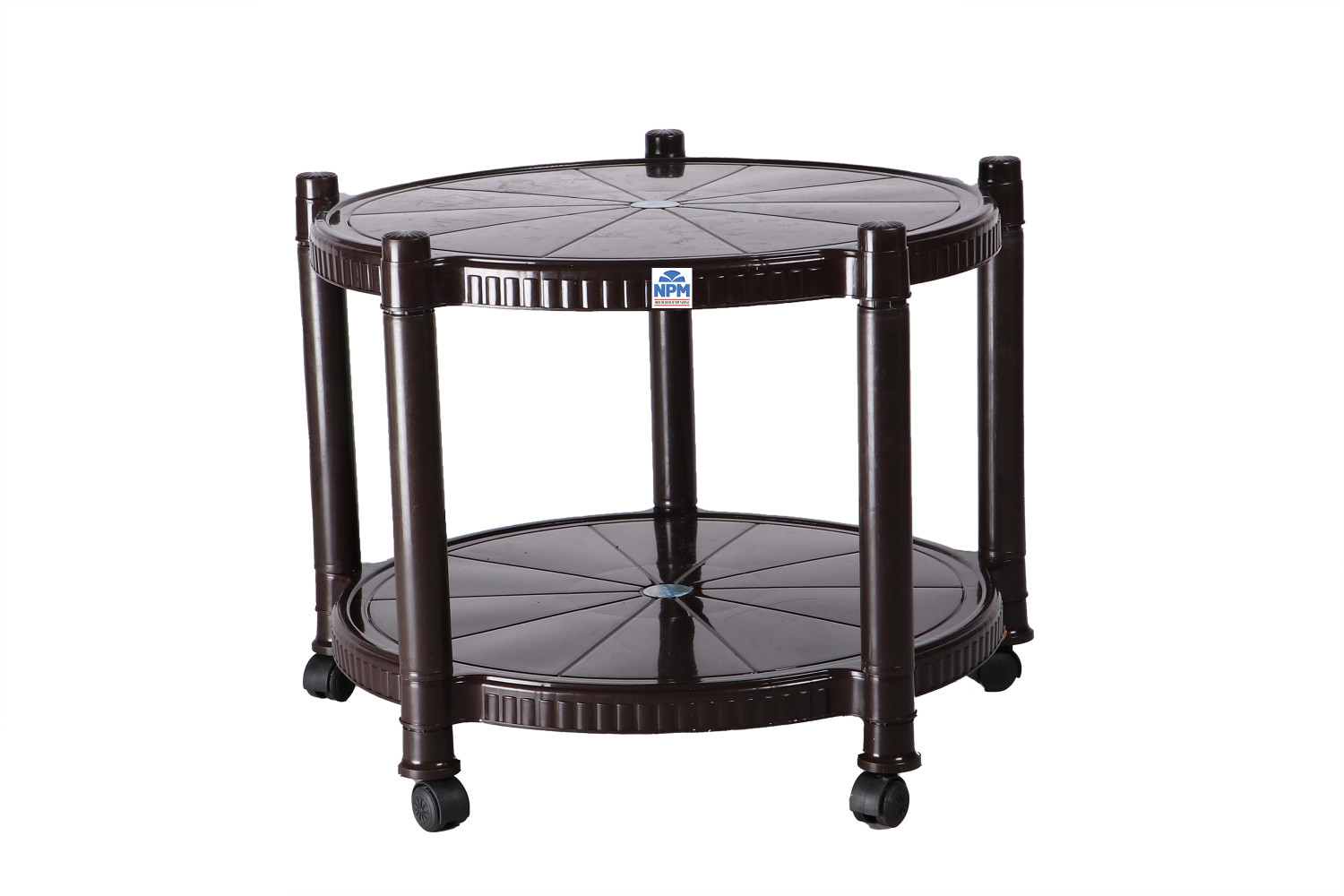 Image of ARLAVYA Magna Model Sturdy Round Table for Home Garden Cafeteria Plastic 4 Seater Dining Table (Finish Color - Dark Brown, DIY(Do-It-Yourself))