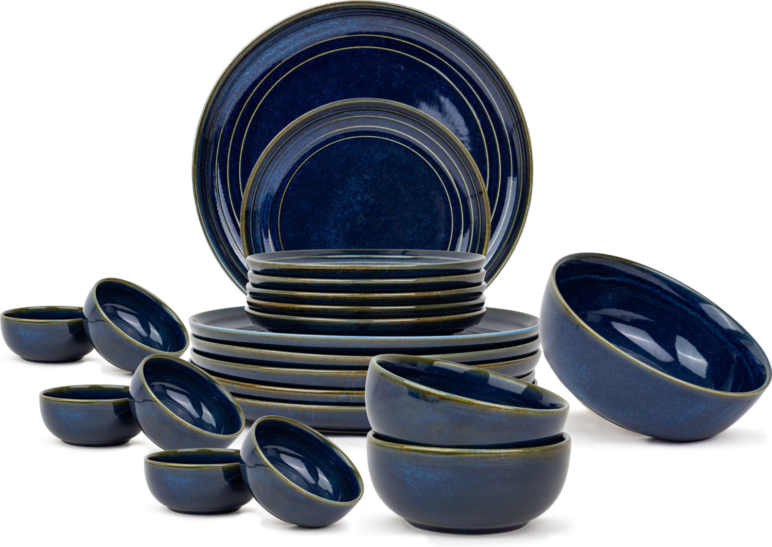 Shay 21-Piece Ceramic Dinner Set, Blue Pack of 21 - Image 6