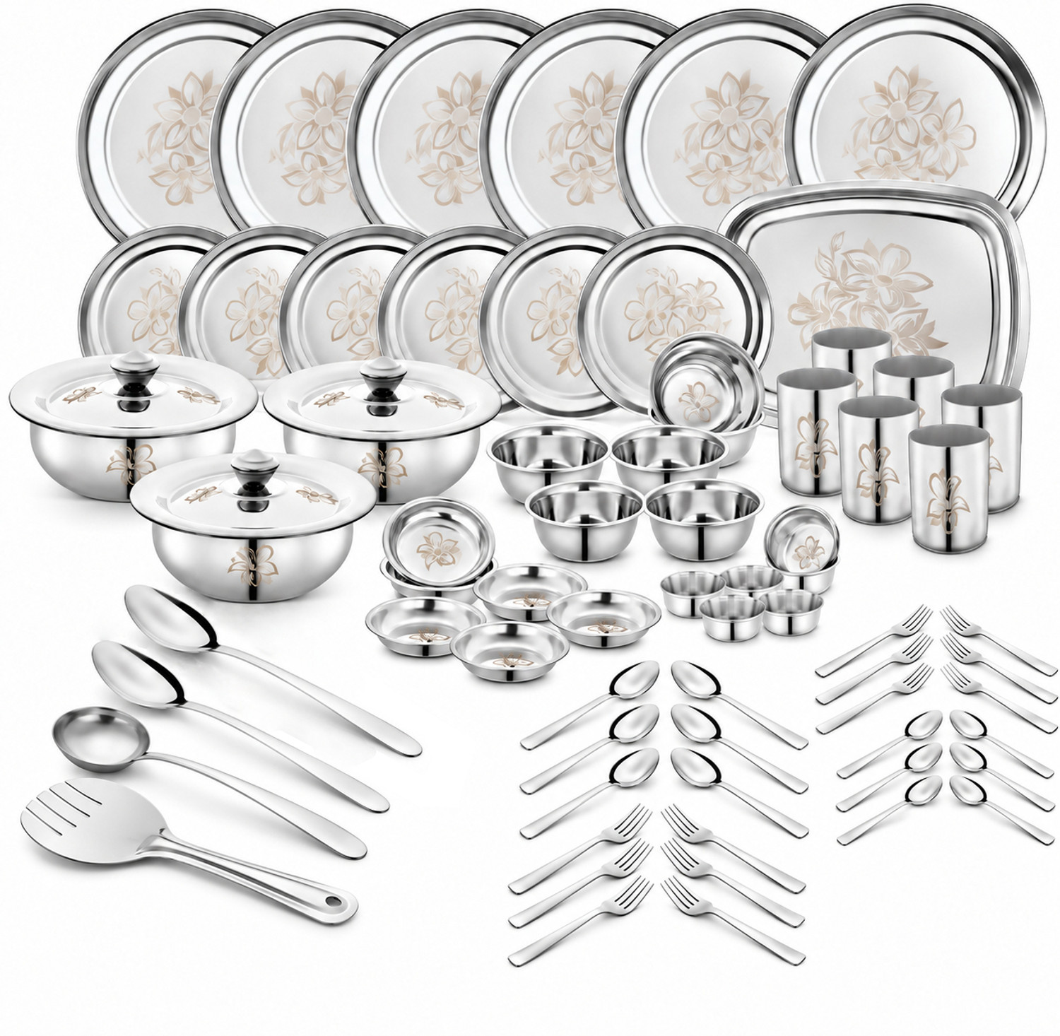 Classic Essentials 71-Piece Stainless Steel Dinner Set Pack of 71 - Image 1