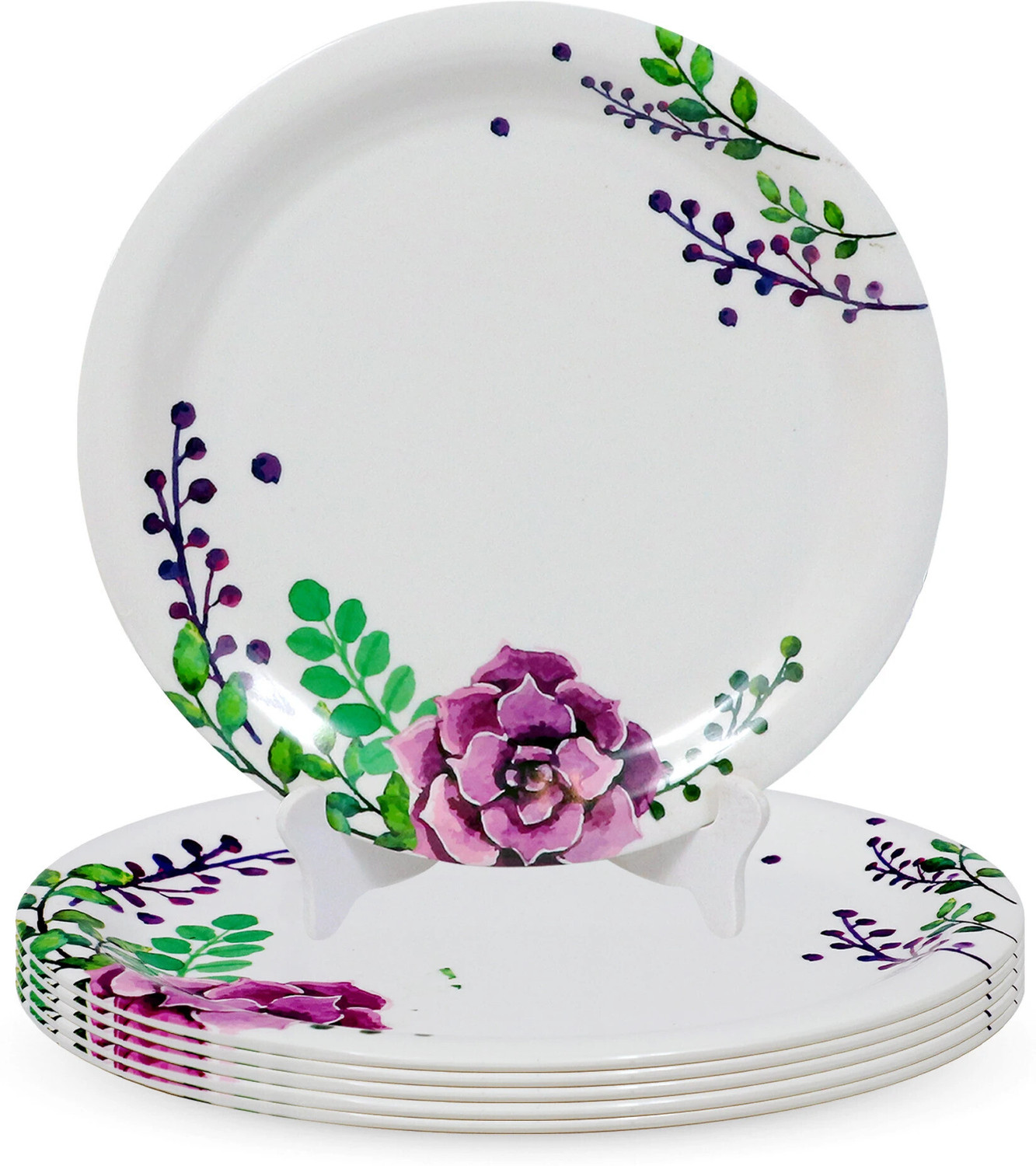 Image of New latest Pack of 23 Melamin Wood and Kemp Daisy Dinner Set (Blue, Microwave Safe)