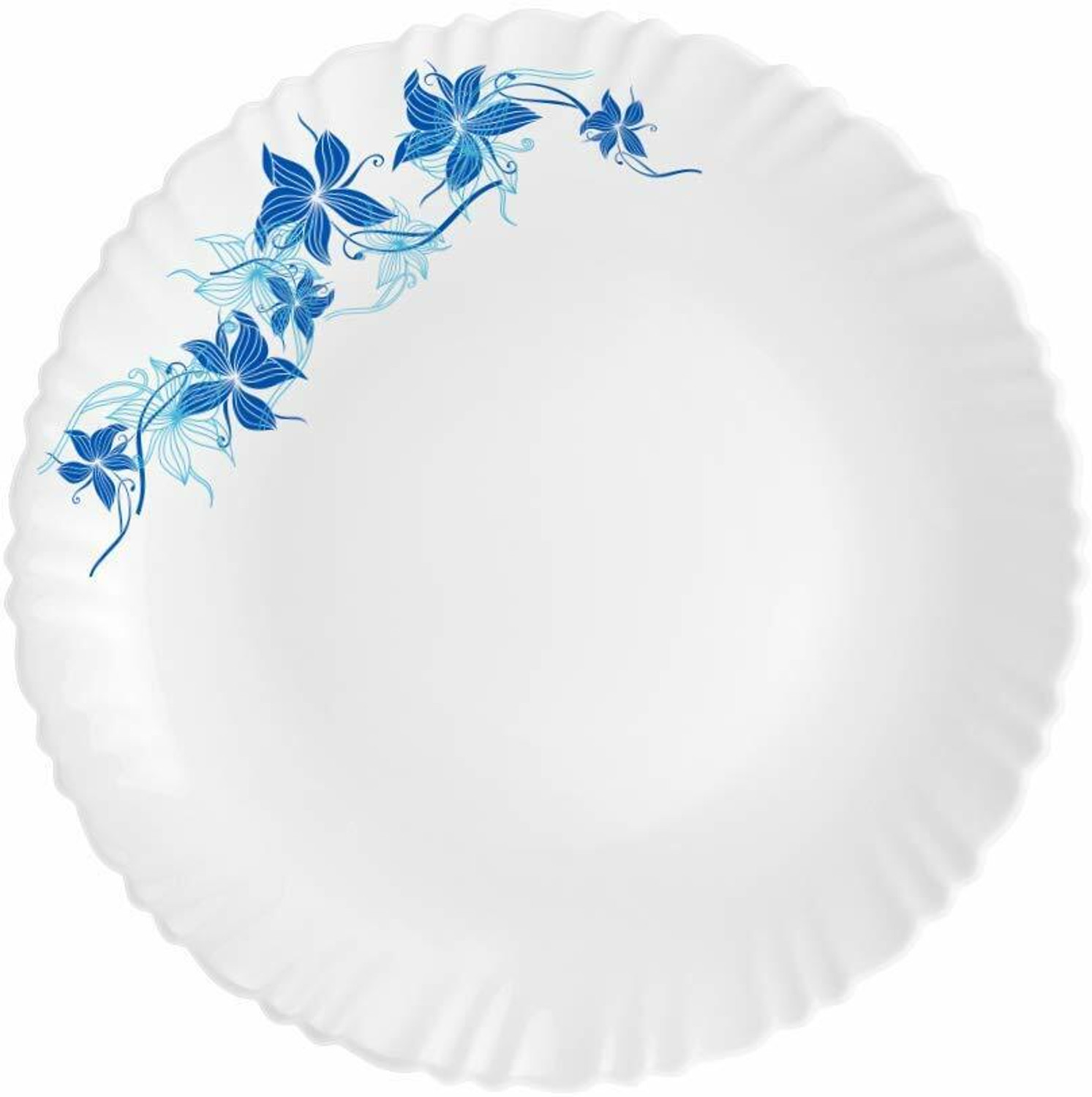 Image of cello Pack of 20 Opalware Dazzle Blue Swirl Dinner Set (White, Microwave Safe)