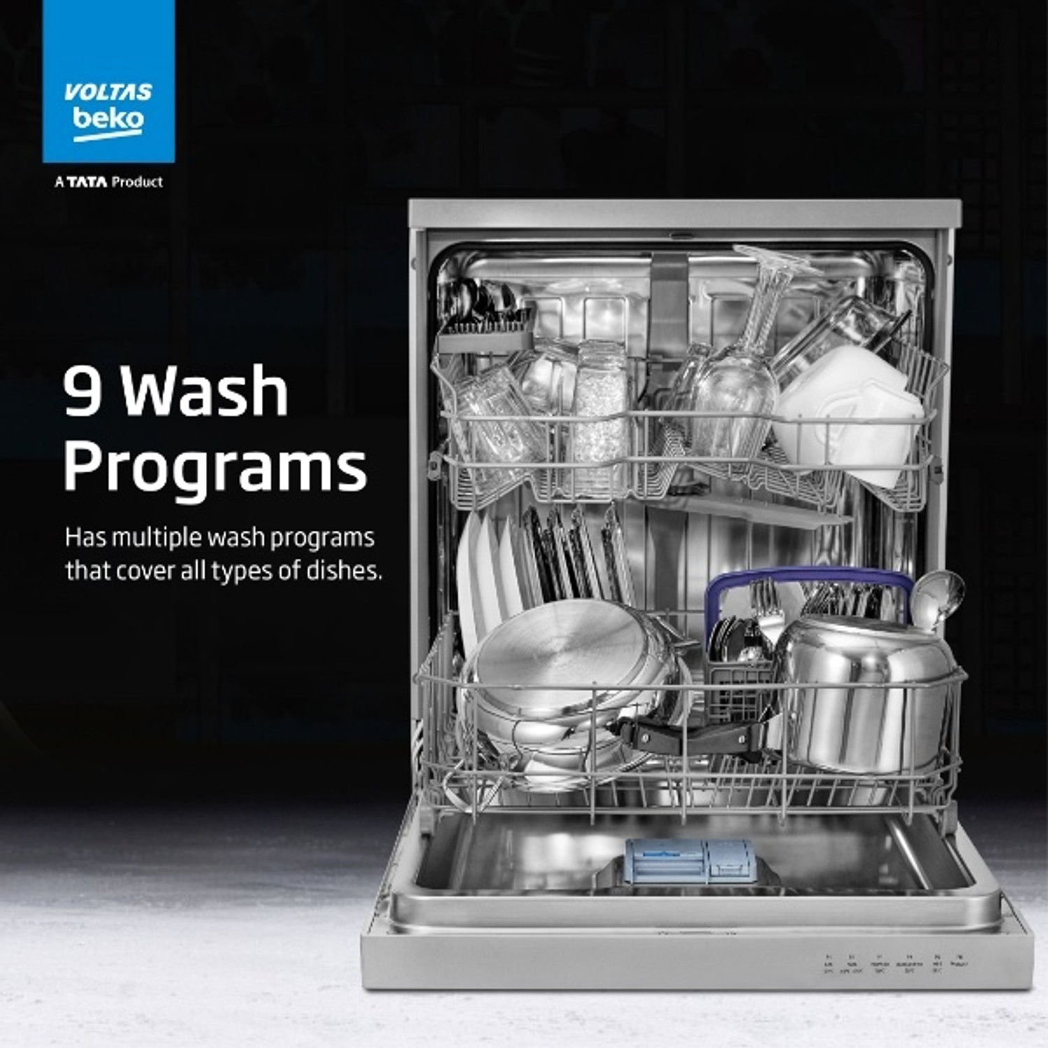 Image of Voltas Beko DF14S2 Free Standing 14 Place Settings Dishwasher