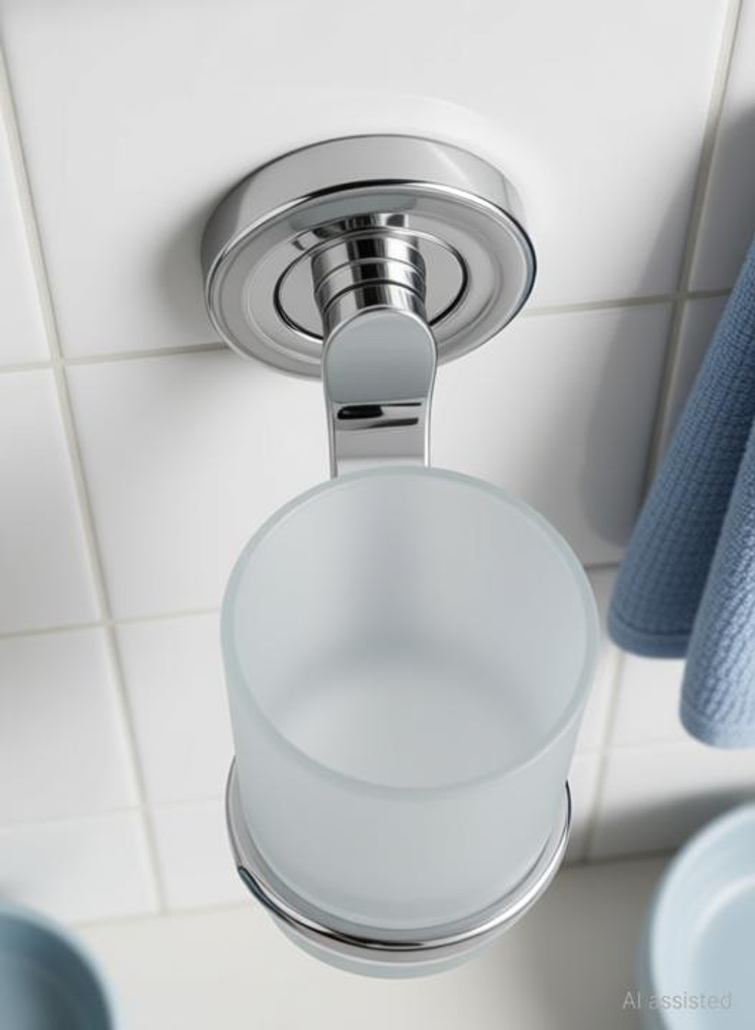Image of QUXOZO Aluminium, Glass, Stainless Steel Toothbrush Holder (Silver, Wall Mount)